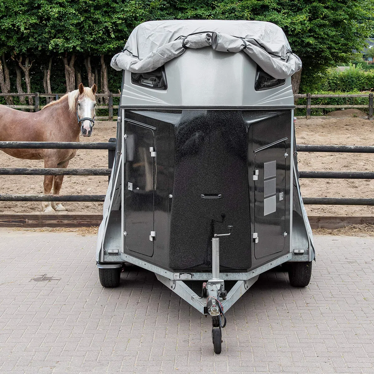 deiwo Copertura per rimorchio per cavallo, 370 x 250 x 210 cm, in tessuto Oxford sinistro + destro
