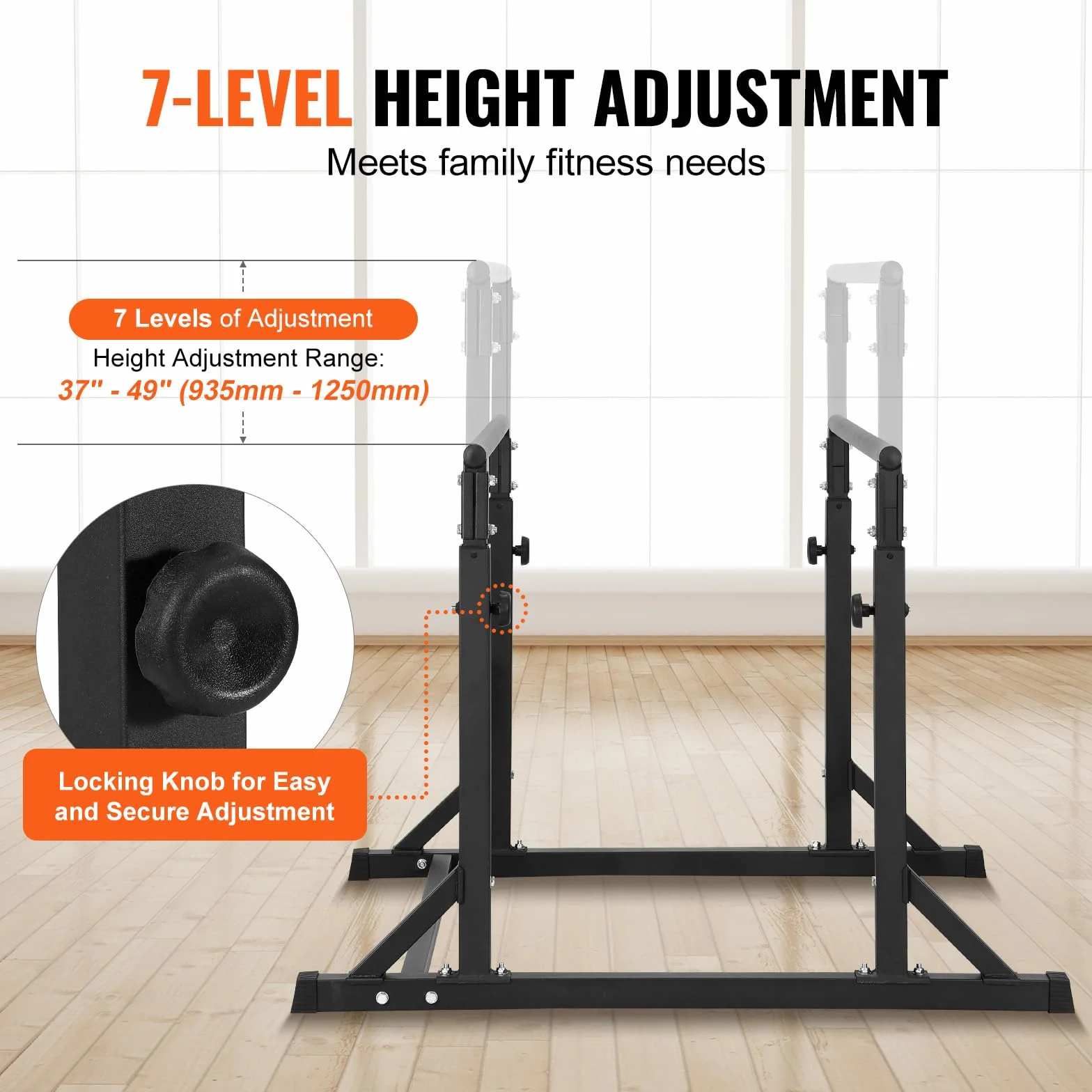 VEVOR Barre per Allenamento Fisico Stazione Altezza Regolabile, capacità di 800 Libre, Stazione per Allenamento Fitness, Stabilizzatore, Parallele per Push Up, Barre Parallele