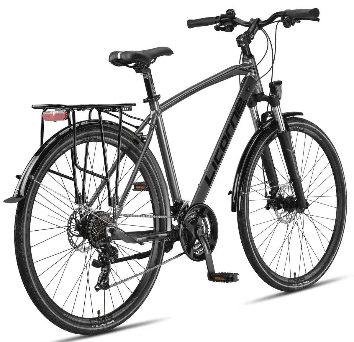 Licorne Bike - Bicicletta da trekking in alluminio, da 28 pollici, con cambio a 21 marce, freno a disco, mountain bike, bici da cross, bici da ragazzo, ragazza, donna e uomo