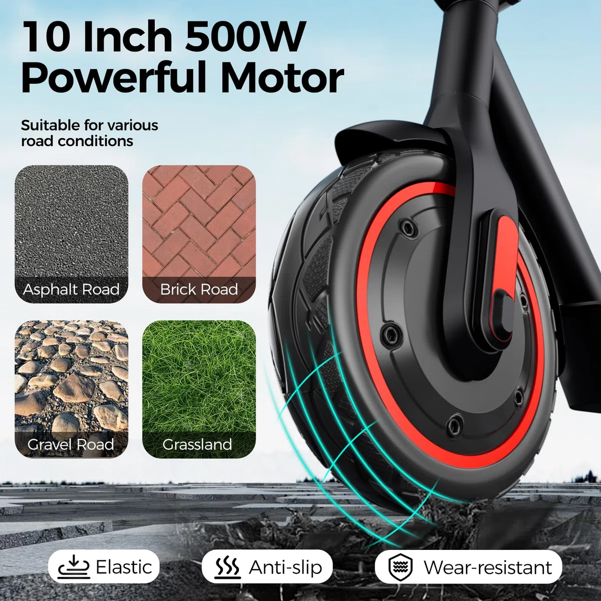 Monopattino Elettrico con Freccia Direzionale, 500W Motore, Autonomia 35 km, Pneumatici 10" Antiforatura, Doppia frenata, Scooter Elettrico Pieghevole