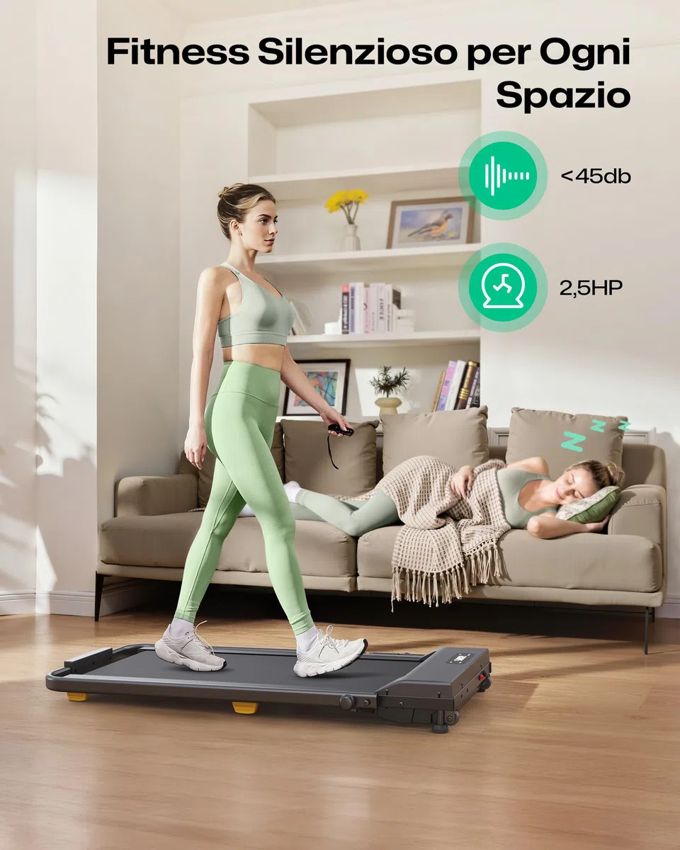 UREVO Tapis Roulant Elettrico con Inclinazione 9%, 1-10 km/h Tapirulan Pieghevole da Casa, Motore 2.5 HP, Modalità HIIT One-Touch, Tapis Roulant Salvaspazio per Casa e Ufficio