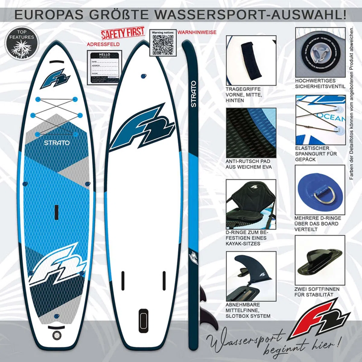 F2 SUP Stand Up Paddle Board Strato Limited Edition, misura a scelta, blu 2024