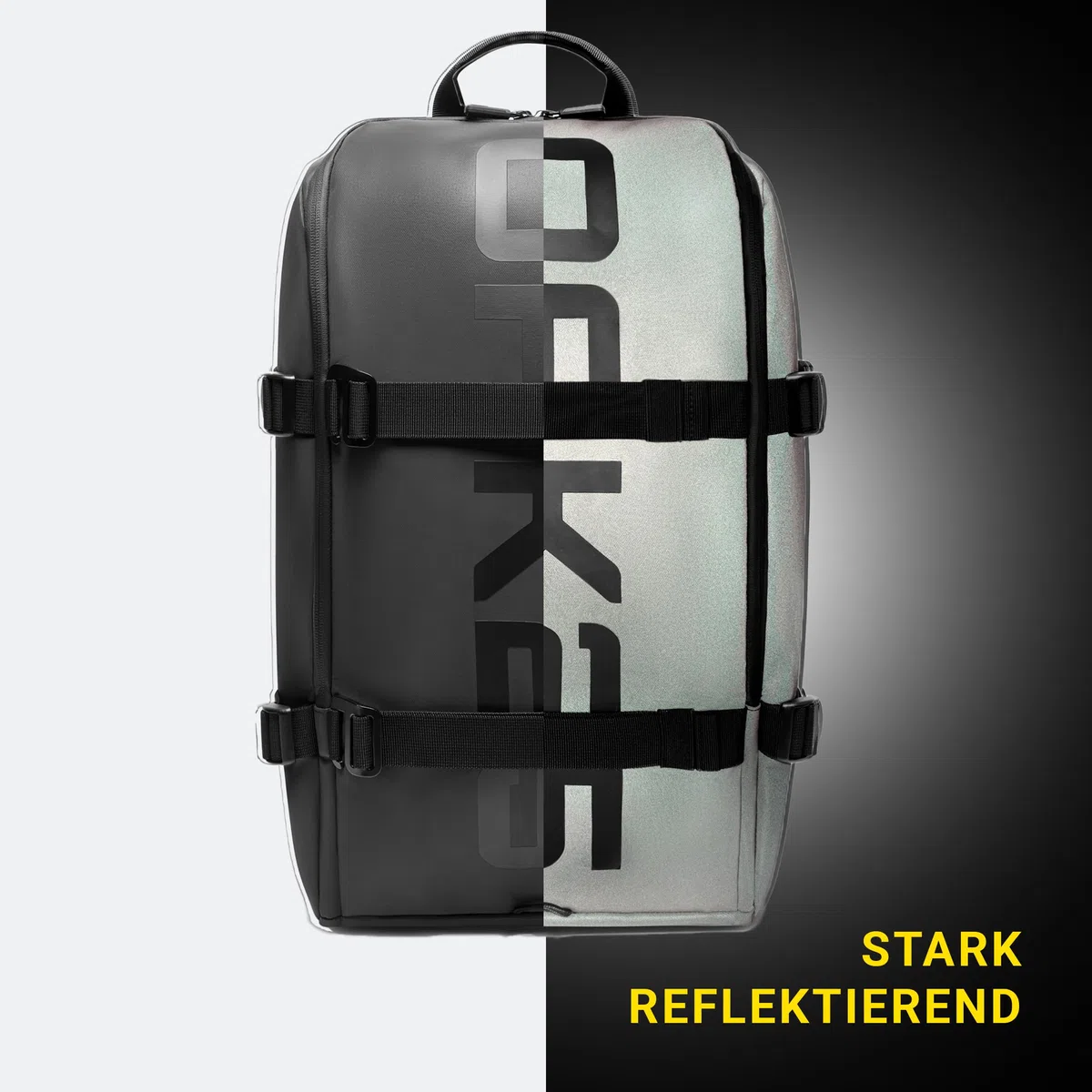 OAK25 Zaino Grande da Uomo & Donna Nero - Luminite Daybag - Zaino Riflettente per Bicicletta e Lavoro - Con Scomparto per Laptop - Idrorepellente