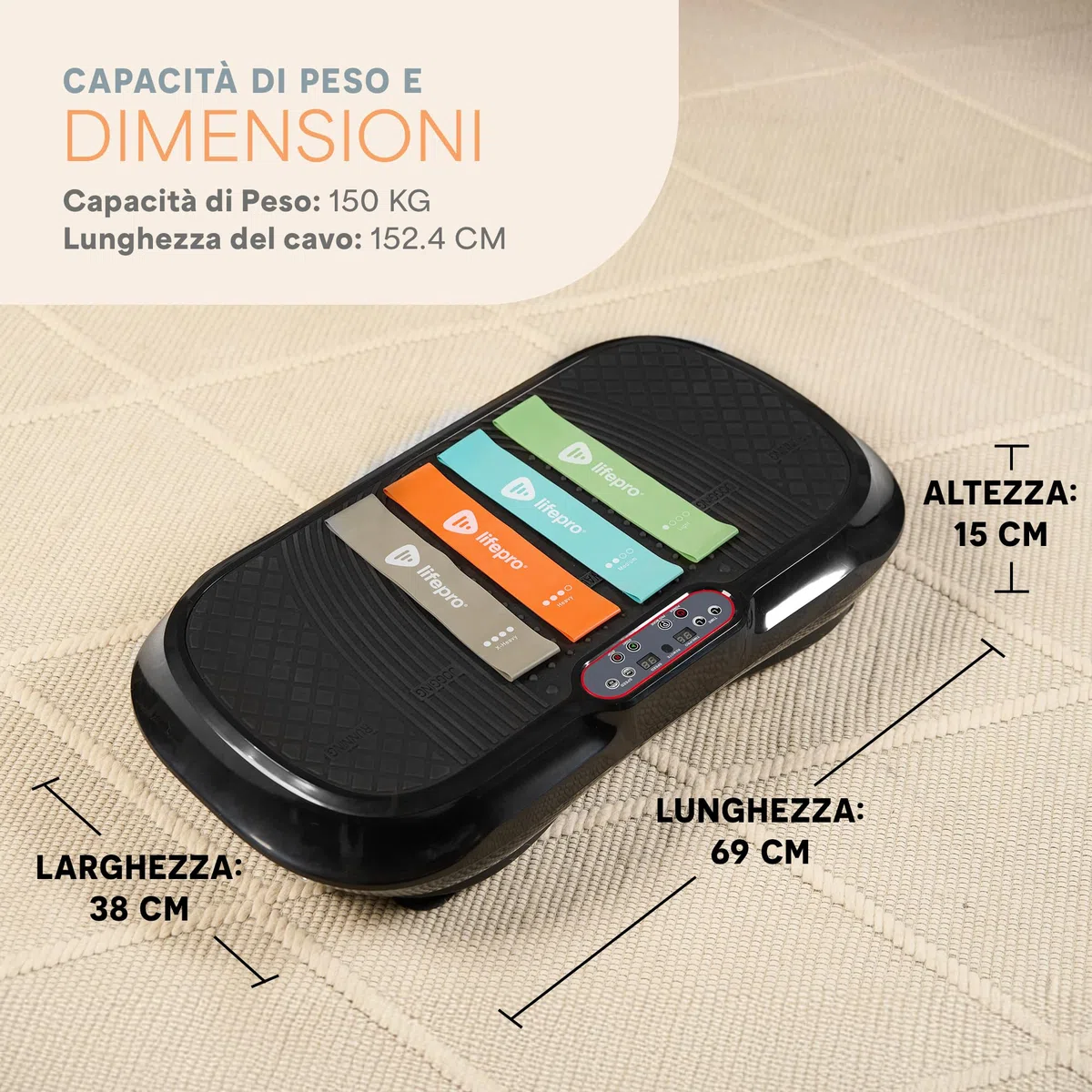 LifePro Waver Pedana Vibrante Dimagrante Per Drenaggio Linfatico E Attivazione Muscolare, Pedana Vibrante Per Allenamento Completo Con 2 Loop Band, 4 Bande Elastiche E Telecomando