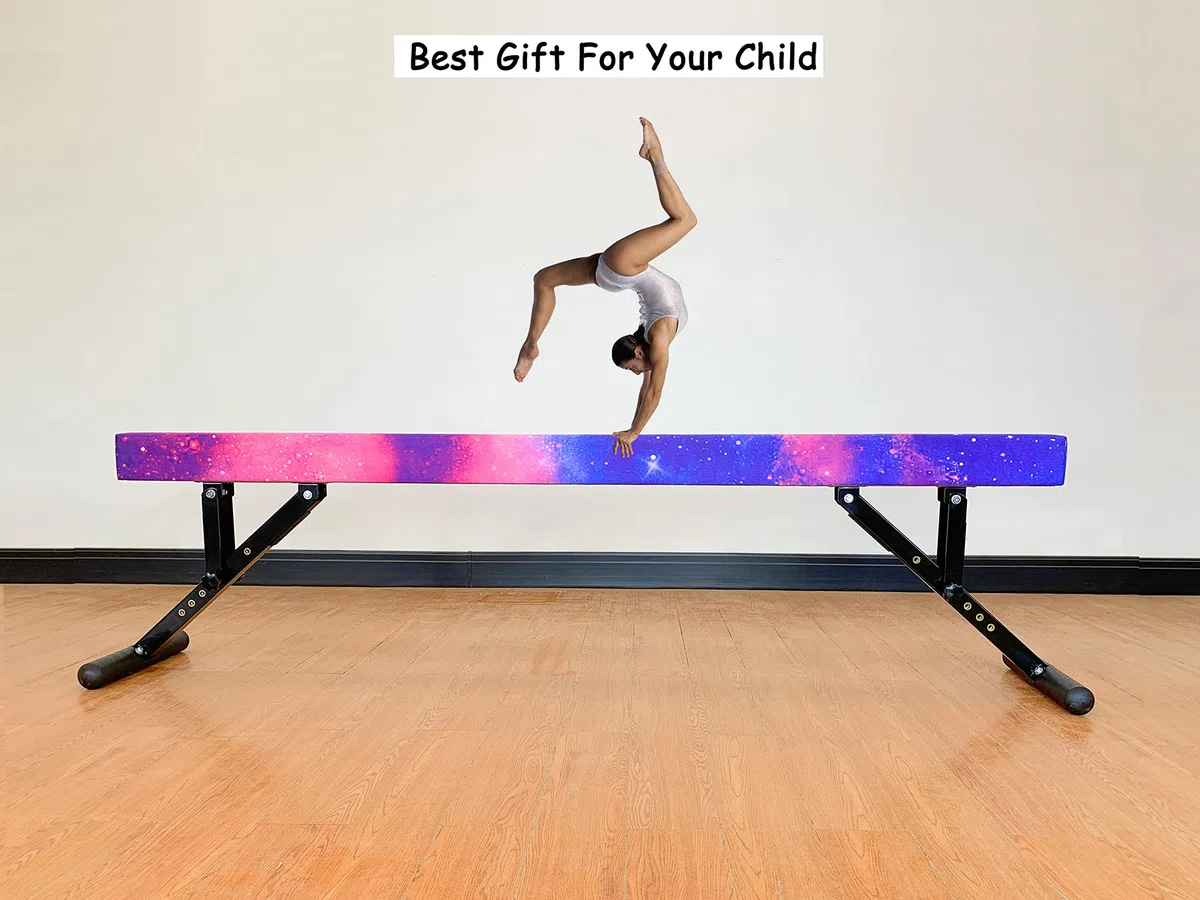 MARFULA Trave di equilibrio regolabile da 2,4 m per bambini e ragazzi, attrezzatura per allenamento di ginnastica per casa e club