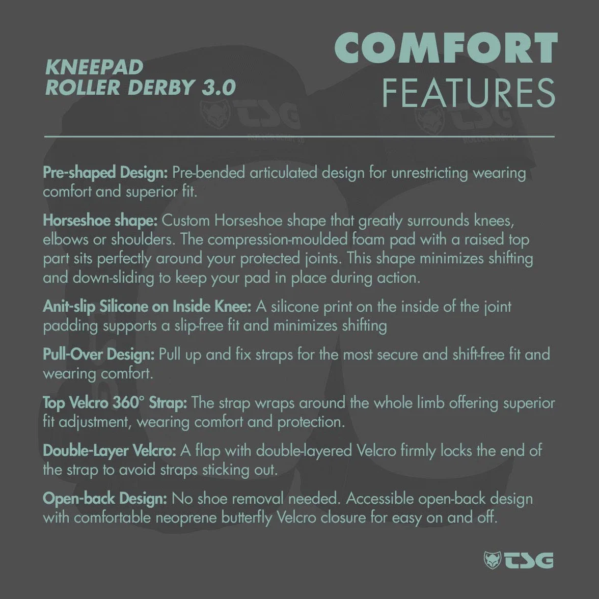 TSG Kneepad Roller Derby 3.0 Dark Black L 710893-50-108