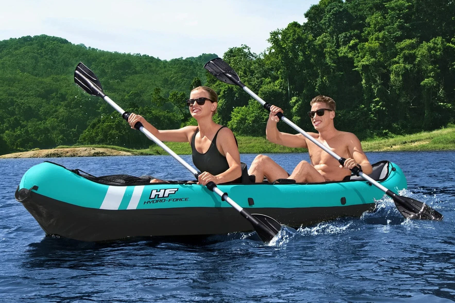 Bestway Hydroforce Ventura Kayak 2 Persone Set Gonfiabile Barca Set con Pompa a Mano, pagaia e Custodia