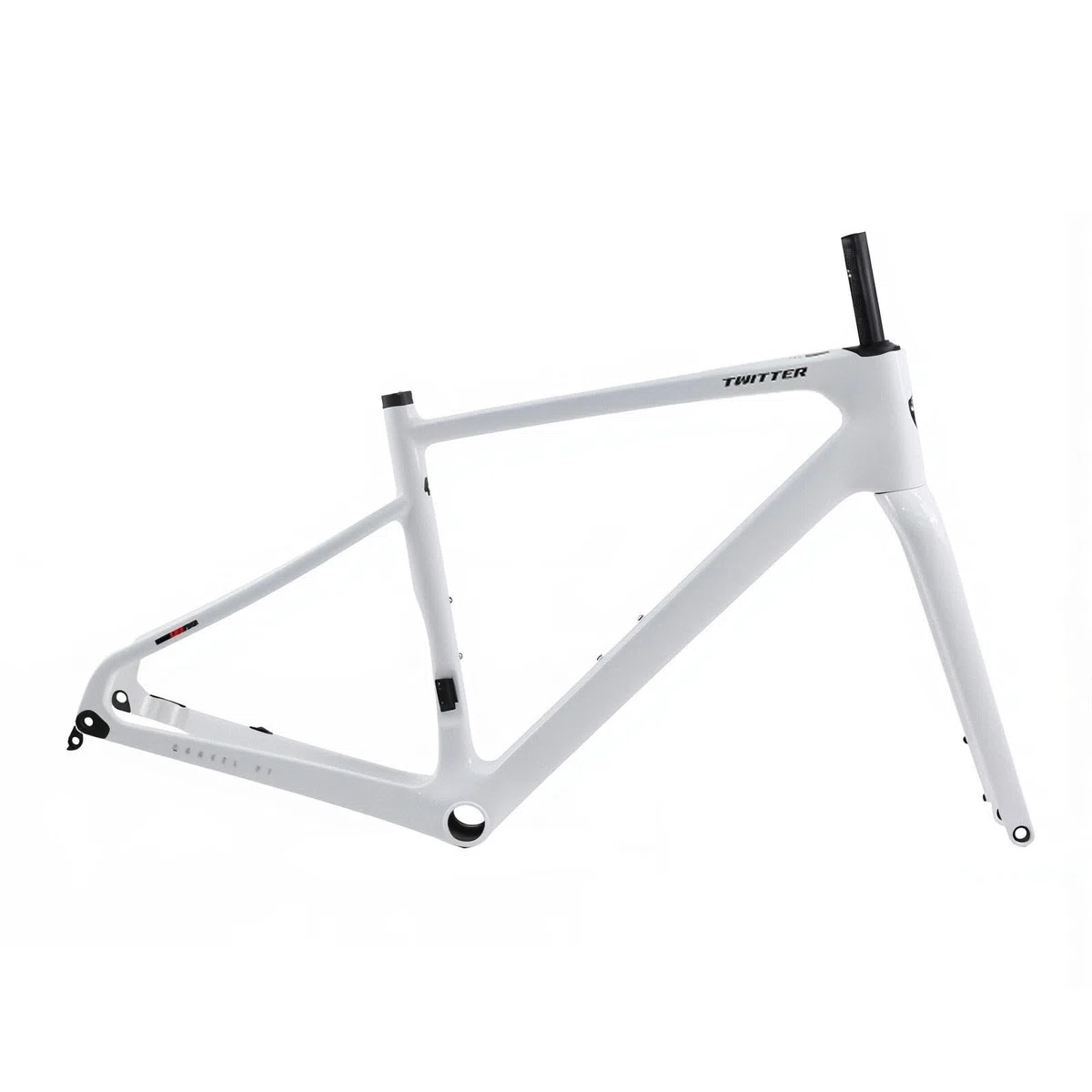 TUJISEK Telaio per Bici da Strada Gravel 700C 45/48/51/54Cm Telaio per Bicicletta in Fibra di Carbonio Telaio per ciclocross con Freno a Disco Percorso Interno Perno Passante 12x100/142mm(White,51cm)
