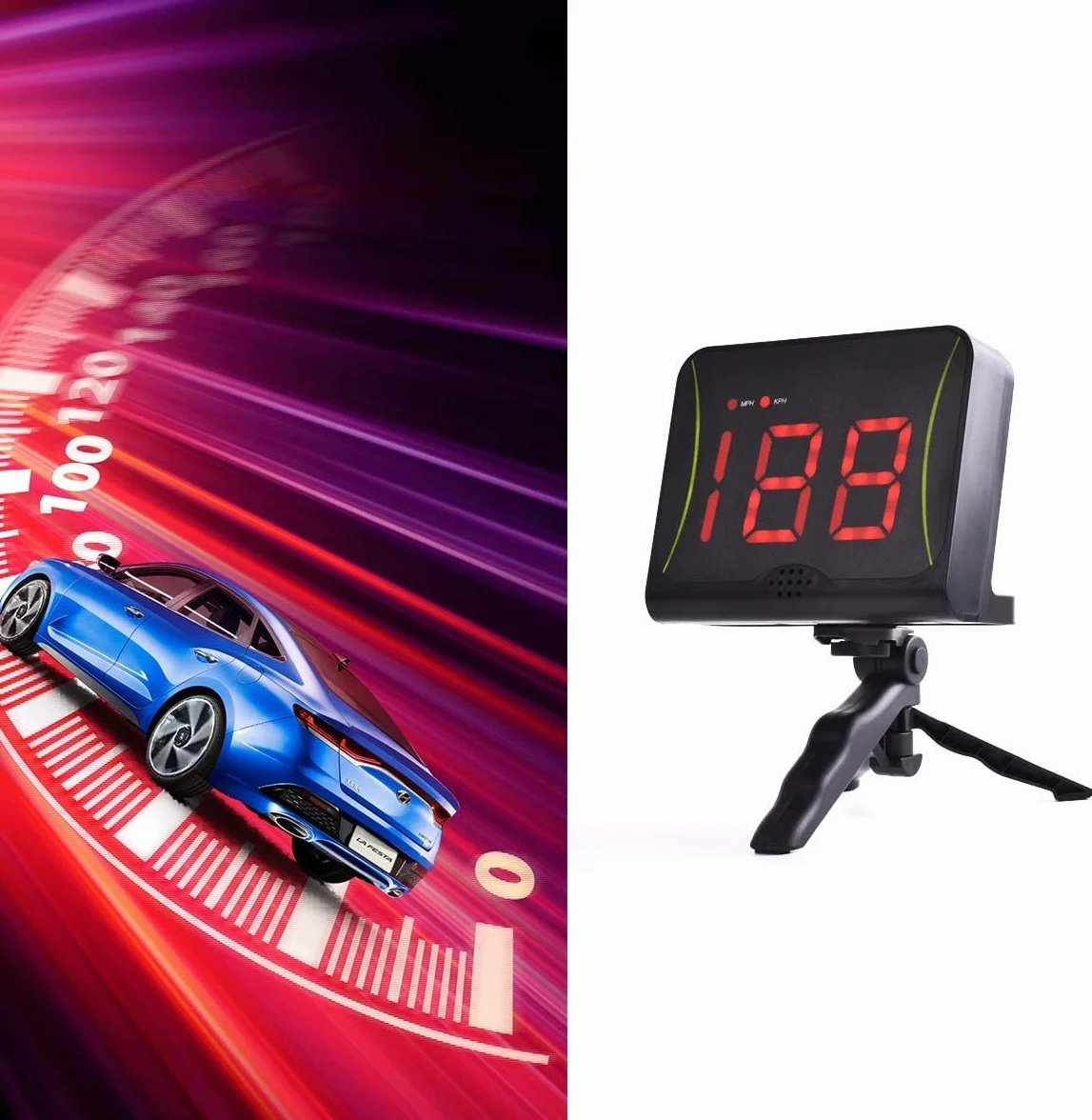 OYE Hockey Shot Puck e velocità della Palla con Display LED Rosso, Radar di velocità di tiro con misurazione mph e KPH, Radar autoportante per Lacrosse,Baseball, Hockey