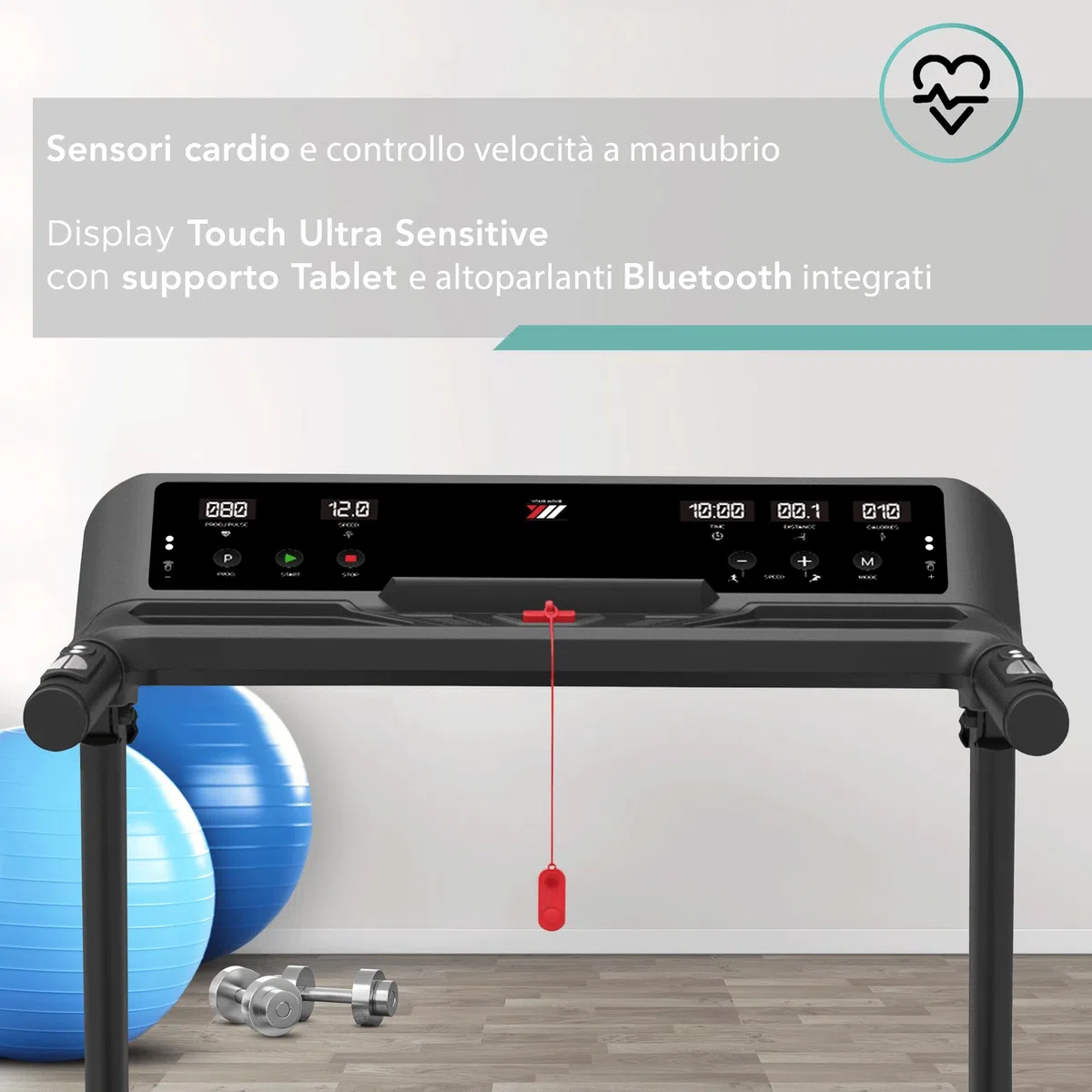 YM Tapis Roulant Salvaspazio 16 km/h, Marchio Italiano, Inclinazione, APP Compatibili, Pieghevole, Ampia Superfice, 2 Sistemi Controllo (TASTI + GESTUALE) Brevettato, NEXT 4000 Your Move