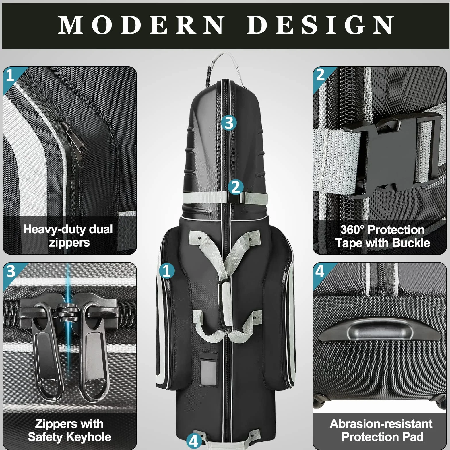 yamato Borsa da viaggio da golf con guscio rigido in ABS, copertura da viaggio per mazze da golf bagagli per compagnie aeree con ruote, ottimo regalo per golfisti