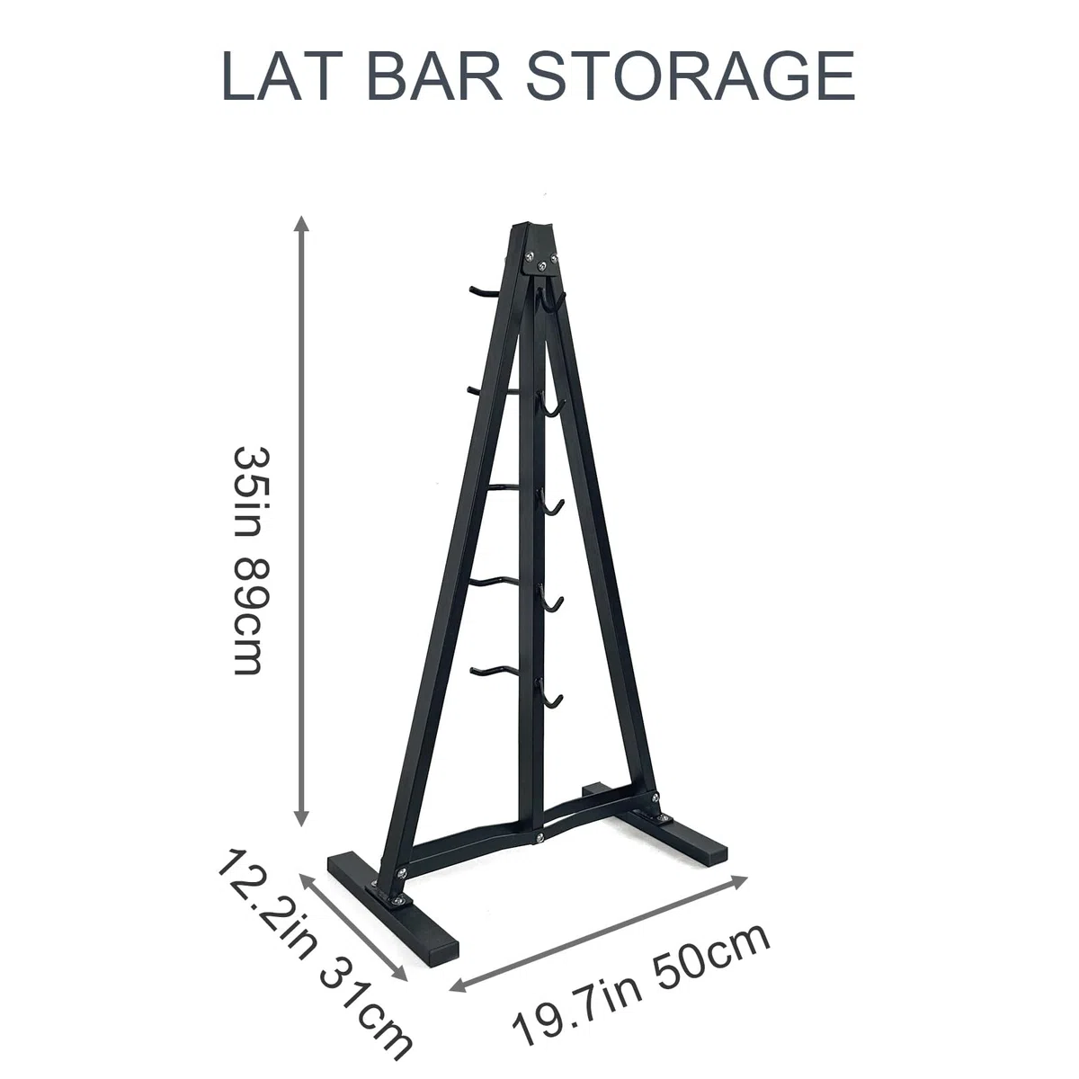 Lat Pulldown Attachments Storage Rack, Wall Mount Lat Pull Down Bar Organizer with Heavy Duty Hooks, Steel Gym Accessory Rack for Cable Attachment