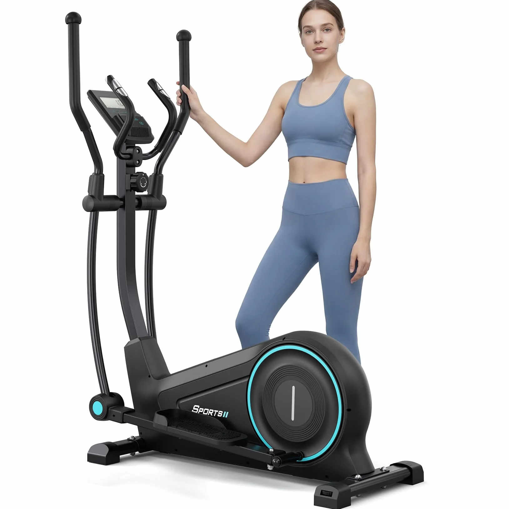 Dripex Ellittica da Casa Ultra Silenziosa, 16 Livelli di Resistenza Magnetica, Display LCD, Supporta fino a 120 kg, Macchina Cardio per Allenamento Total Body