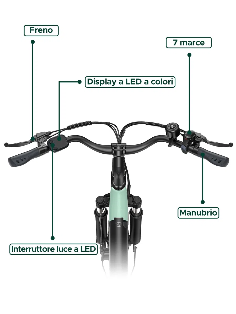 HillMiles Bici Elettrica Per Adulti Da 26", 7 Velocità Bicicletta Elettrica da 36V 13Ah Batteria Rimovibile, 25km/h & Autonomia di 80-100km E-bike Per Pendolari Urbani, IP65 impermeabile