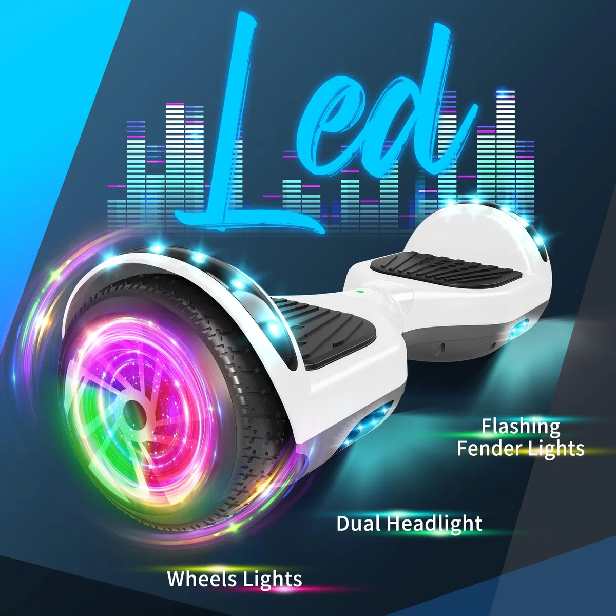 Hoverboard 6.5 Pouces auto-équilibrant avec haut-parleur Bluetooth et lumière LED, cadeaux pour enfants