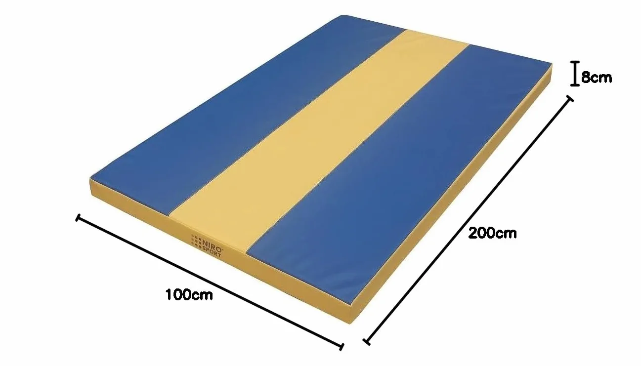 NiroSport Materassino di Caduta 200(150x100) x100x8 cm Tappetino da Ginnastica Tappetino Fitness Tappetino Sportivo Tappetino da Allenamento Tappetino Protettivo Tappetino da Ginnastica Impermeabile