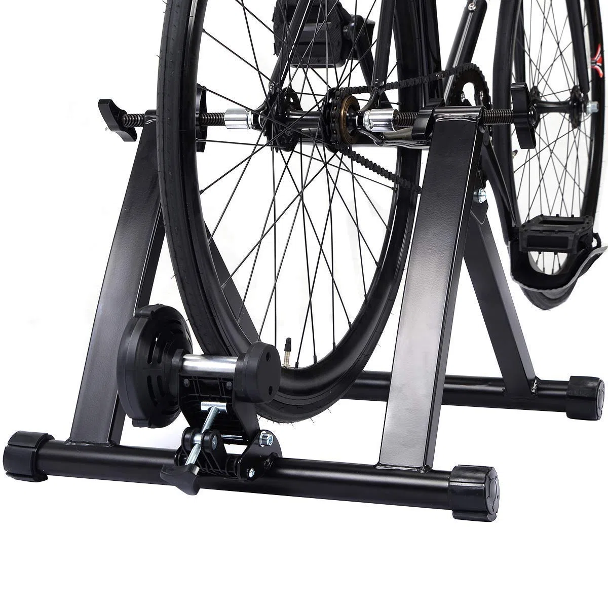 COSTWAY Rullo per Allenamento Bici, Addestramento Bicicletta a Casa, Pieghevole e Regolabile, Carica Max 150kg, Nero