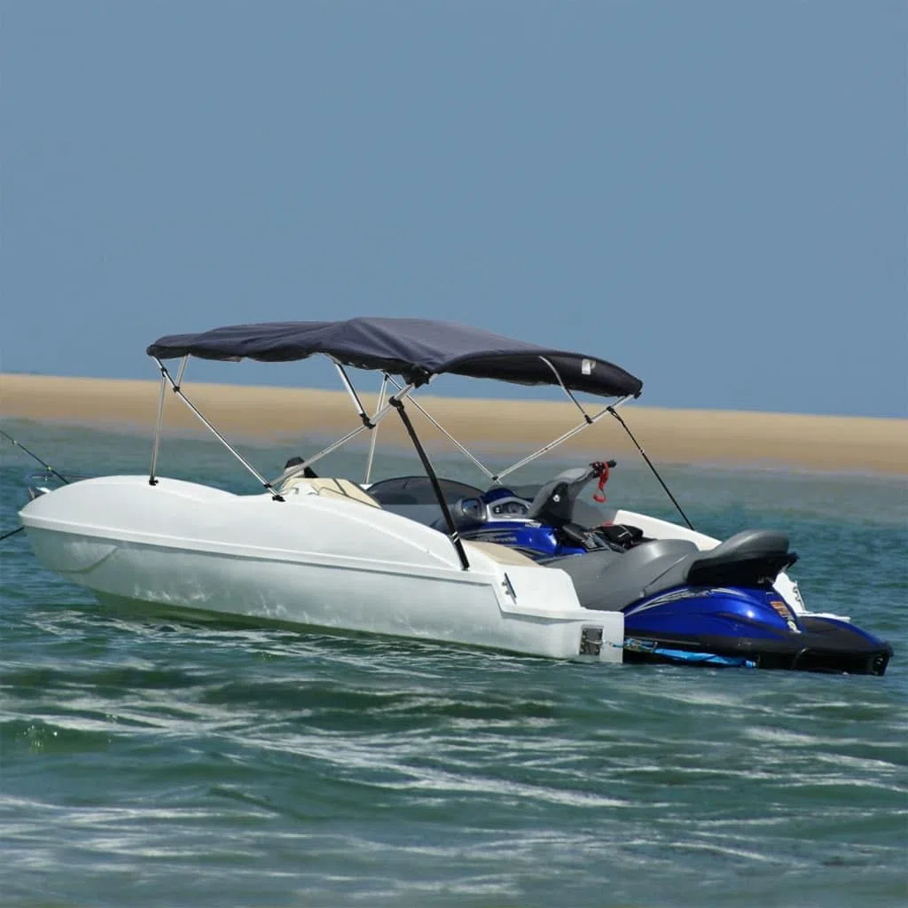 vidaXL Bimini di Prua Pareti Laterali Rete 4 Archi 243x(185-198)x137cm, bimini per imbarcazione, tendalino per barca, copertura per imbarcazione