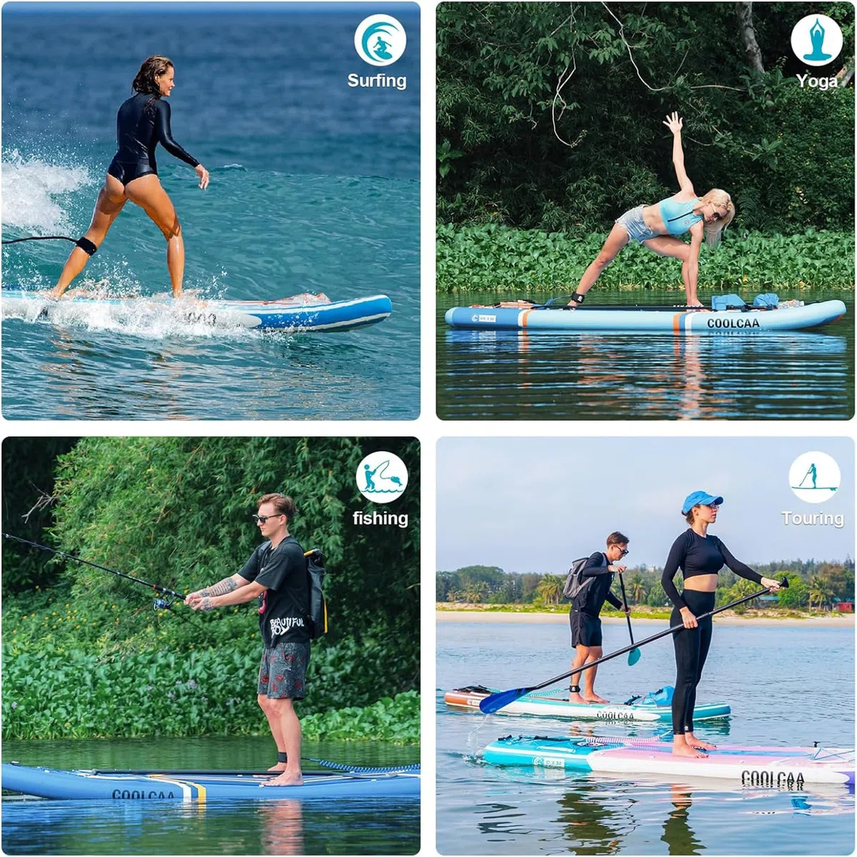 COOLCAA 354cmx86cmx15cm Tavola SUP Gonfiabile con Accessori di alta Qualità, capacità di Carico di 210kg, Paddle Board per Adulti e Ragazzi di Tutti i Livelli