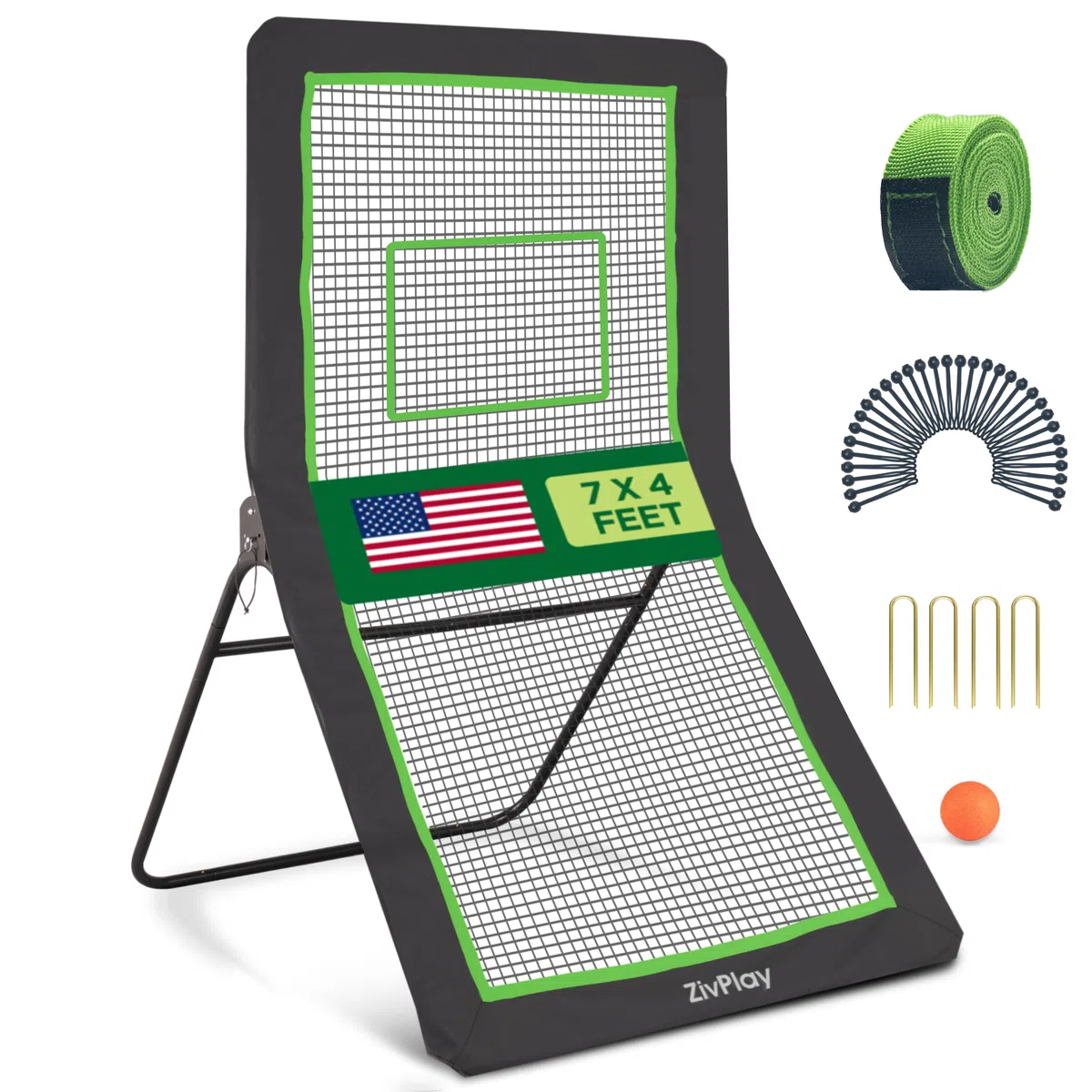 Reti da rimbalzo per lacrosse da giardino, per il cortile, per lanciare e allenarsi, per giocare a lacrosse, pallavolo, baseball, calcio, con bersaglio al neon, palla lacrosse e paletti da terra, 1,2