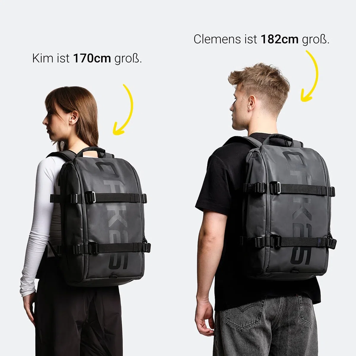 OAK25 Zaino Grande da Uomo & Donna Nero - Luminite Daybag - Zaino Riflettente per Bicicletta e Lavoro - Con Scomparto per Laptop - Idrorepellente