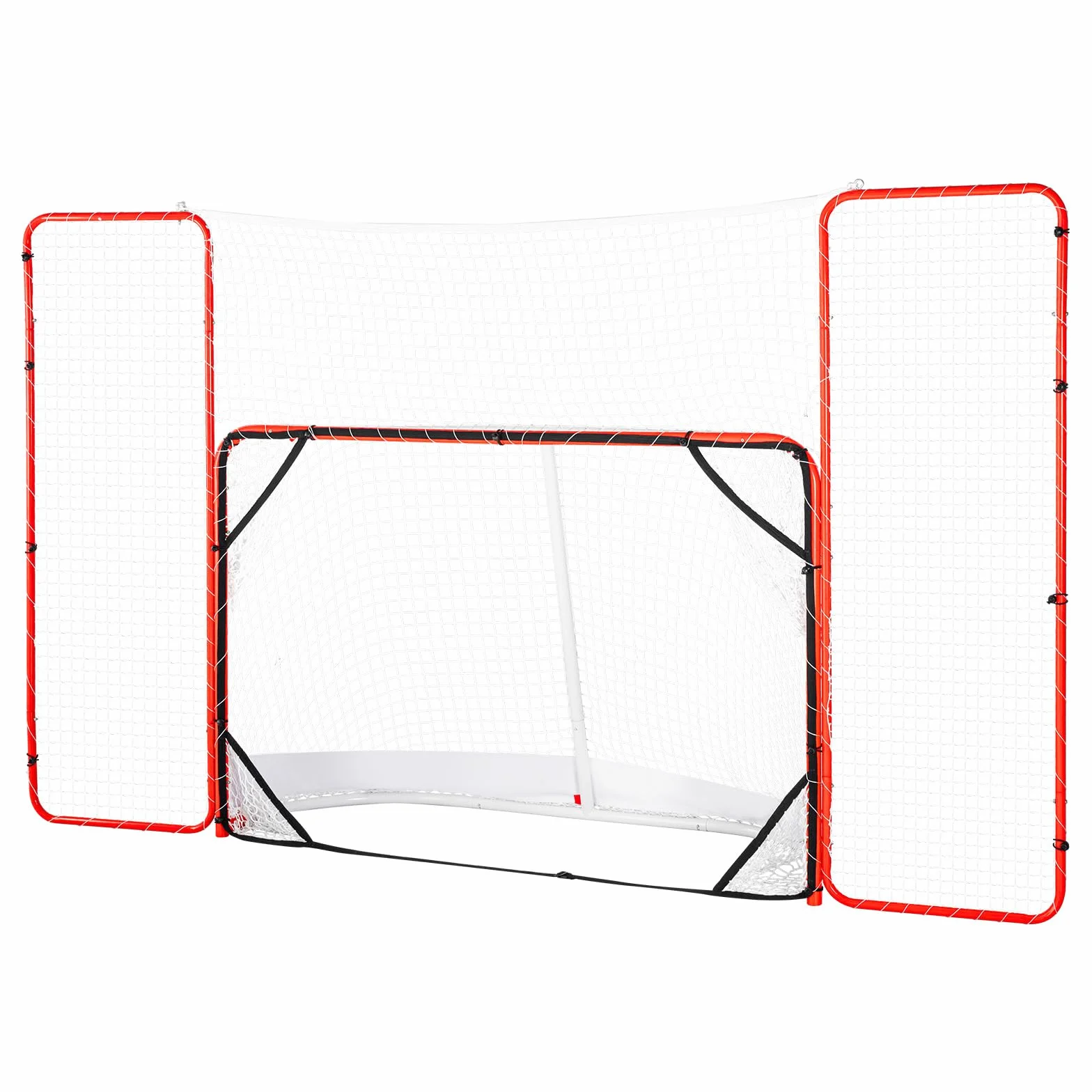 VEVOR Porta da Hockey con Parapetto e Bersagli, Rete da Hockey in Acciaio, Set di Porte da Allenamento per Hockey da 1830 mm Porta da Hockey Portatile per Interni ed Esterni con Rete, Bianco e Rosso