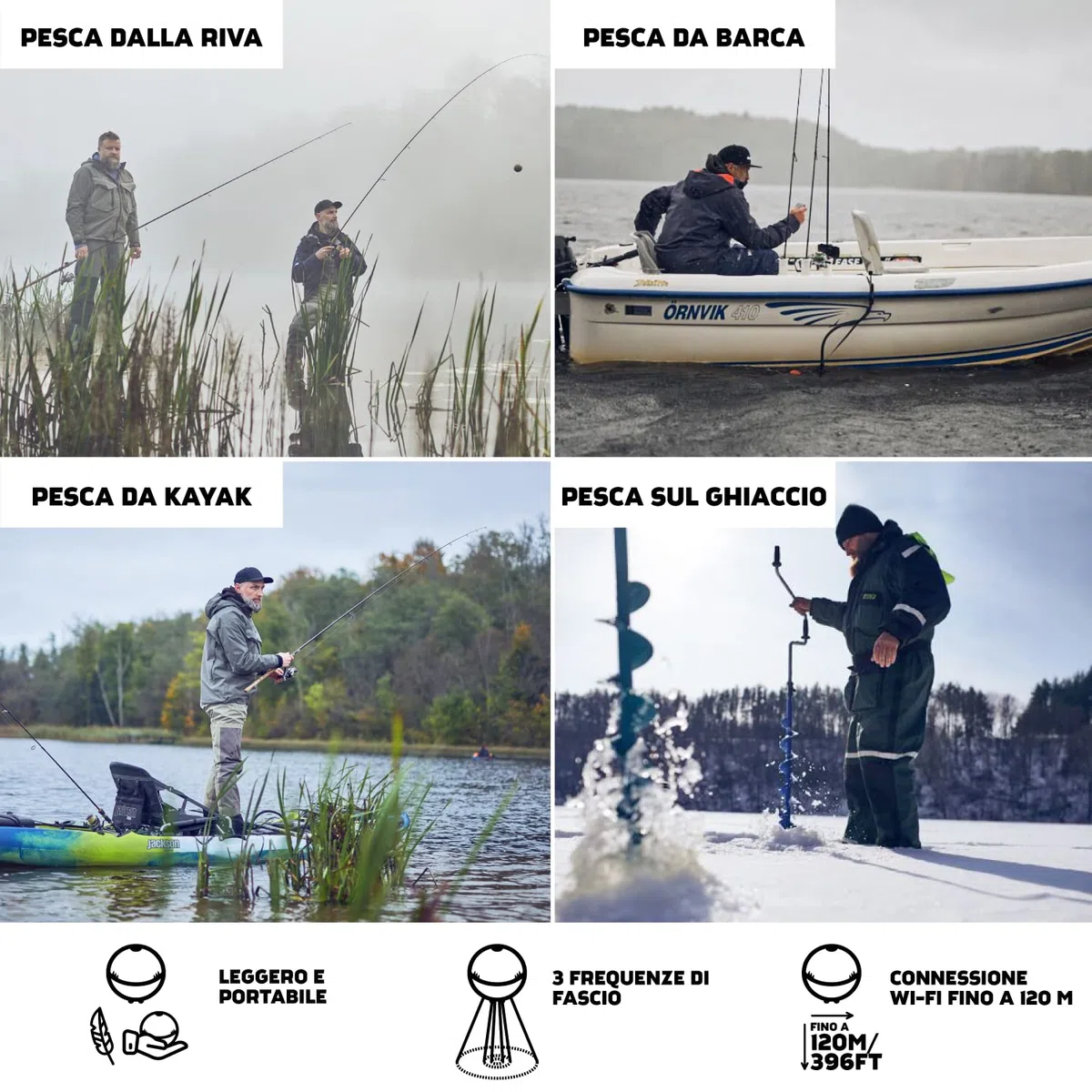 Deeper Chirp+ 2 Ecoscandaglio da pesca lanciabile e portatile, compatibile con GPS con autonomia prolungata e guscio da pesca notturno per pesca in kayak in barche dalla riva sul ghiaccio