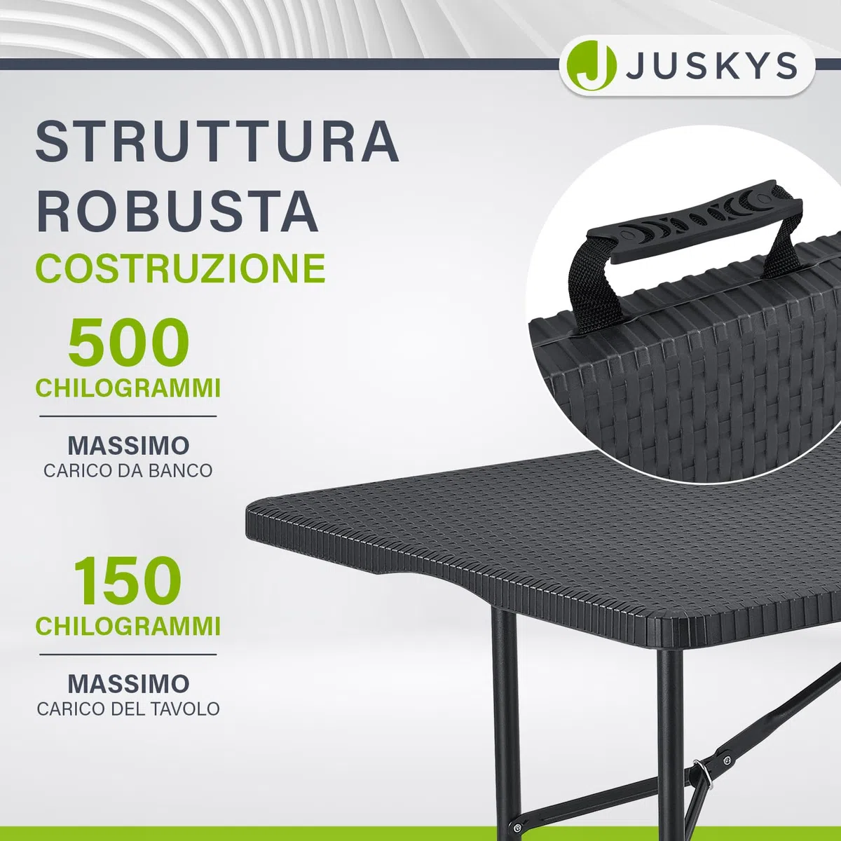 Juskys Set tenda da birra Amberg 3 pezzi e pieghevole - 180 x 74 x 74-2 panche da birra e tavolo da birra in stile rattan Set mobili da giardino Set tendone da campeggio