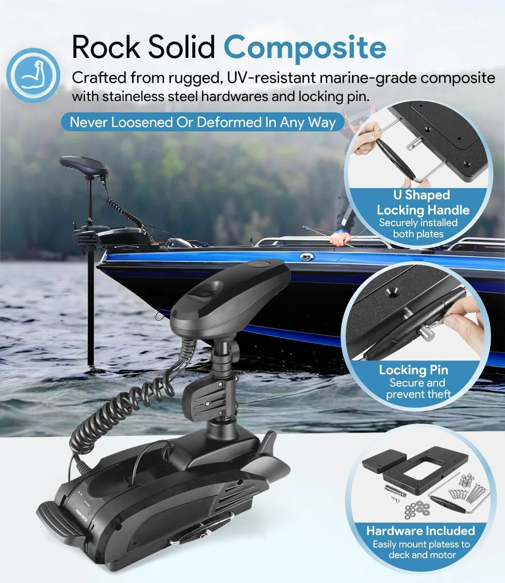 MKA-21 Supporto a sgancio rapido per motori a traina - Sostituzione perfetta per Minn Kota 1854021 - Compatibile con Ulterra, Terrova, PowerDrive, Deckhand 40 - Materiale composito antiruggine