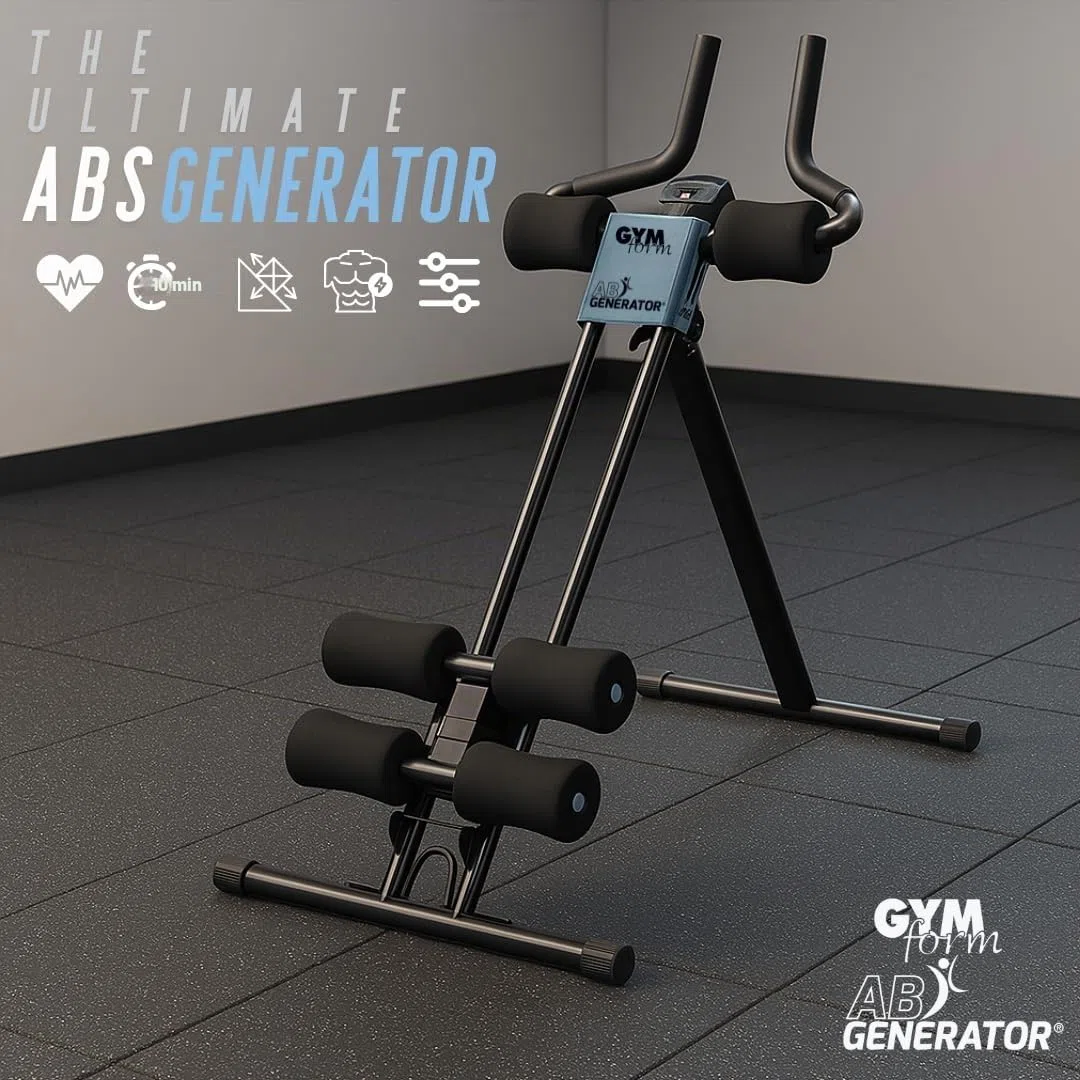 GYMFORM Macchina per addominali AB Generator, allenamento completo, allenamento funzionale per addominali, braccia, gambe, cardio + fitness, Attrezzo Fitness
