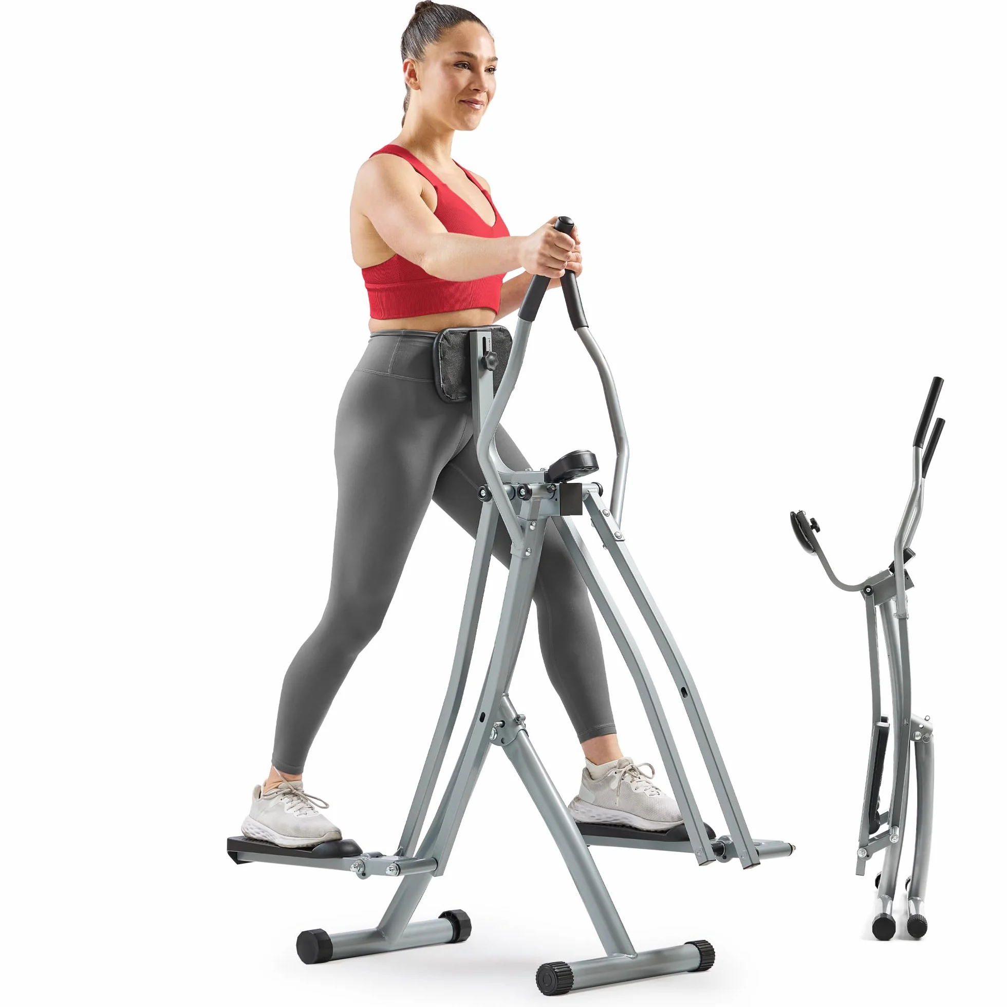 Sunny Health & Fitness Ellittica Compatta da Casa, Camminata Aerea Ellittica, Macchina Ellittic a Gradini Legacy, Allenatore Total Body, Attrezzatura per Esercizi a Basso Impatto e Cardio Domestico