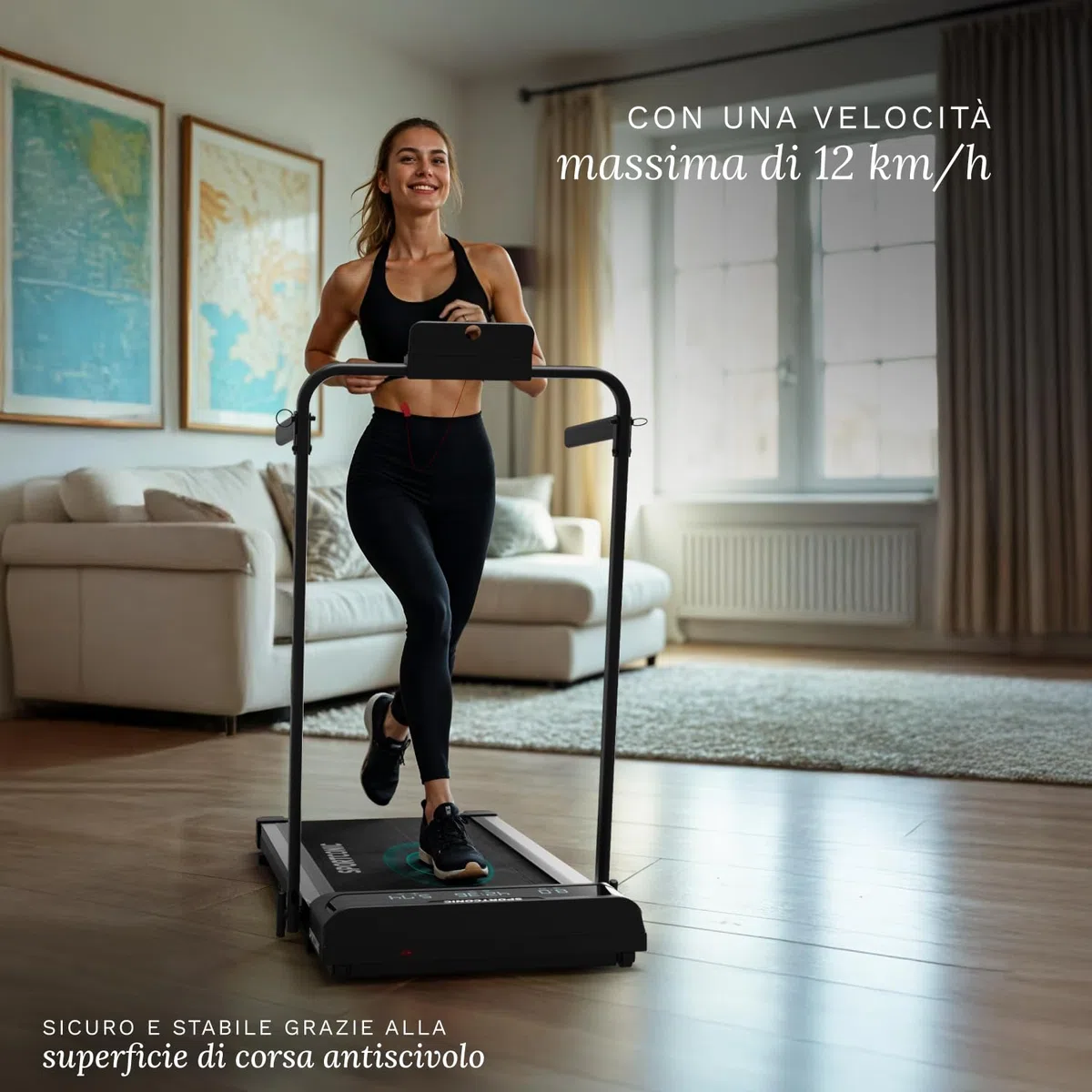 Sportconic Tapis Roulant Elettrico Pieghevole con Inclinazione, Walking Pad Silenzioso Salvaspazio, Tapirulan da Casa per Allenamento Ufficio