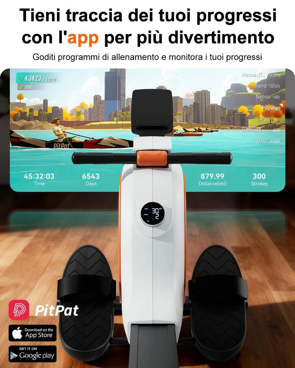 Superun Vogatore per Casa, Magnetico con 32 Livelli di Resistenza, APP Controllo Vogatore Professionale per Casa con LCD Display