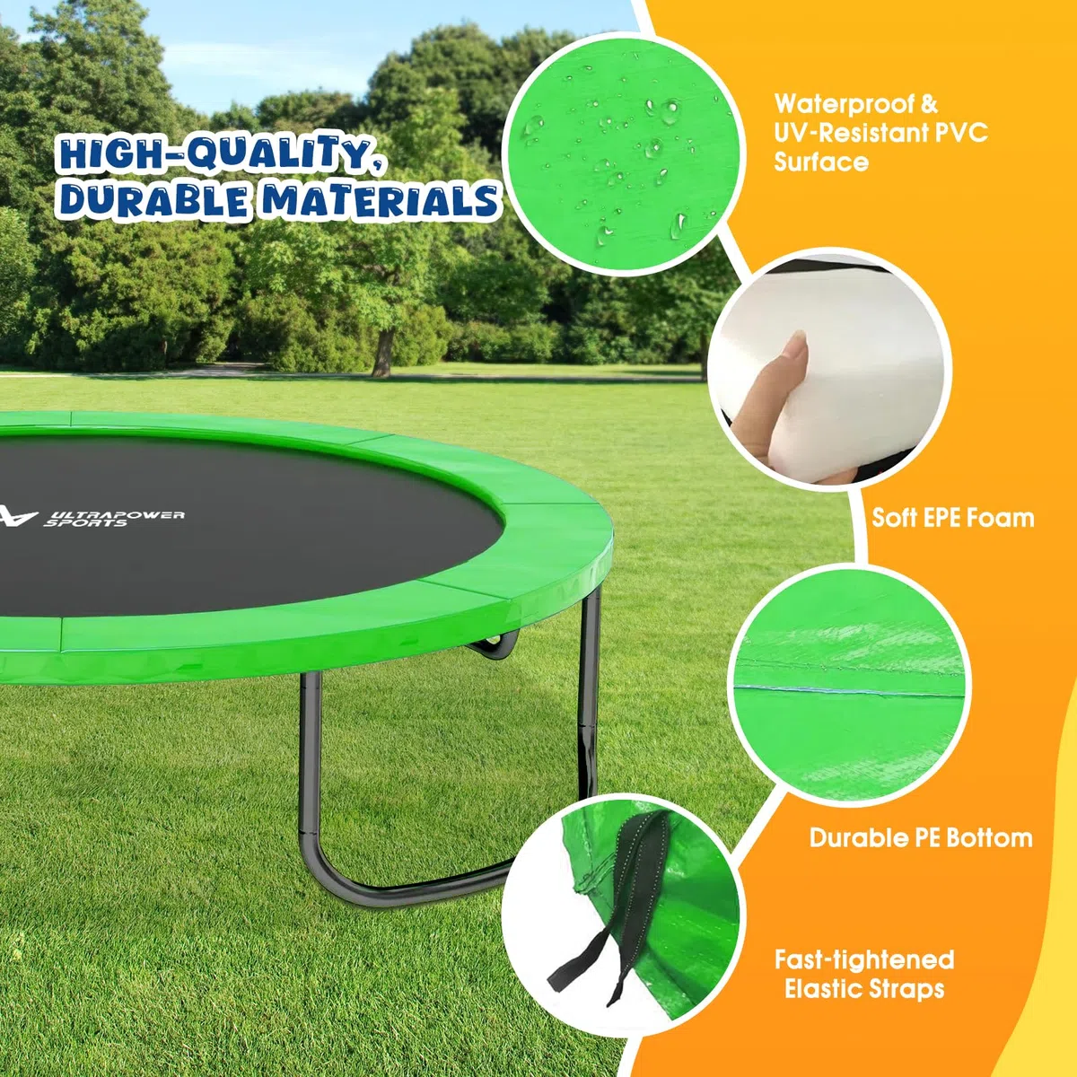 Cuscino di Protezione del Trampolino Ø 244 305 366 396 397 400 426 427 cm, Copertura del Bordo del Trampolino Elastico, Cuscino di Sicurezza di Sostituzione, 100% Resistente ai Raggi UV, Antistrappo