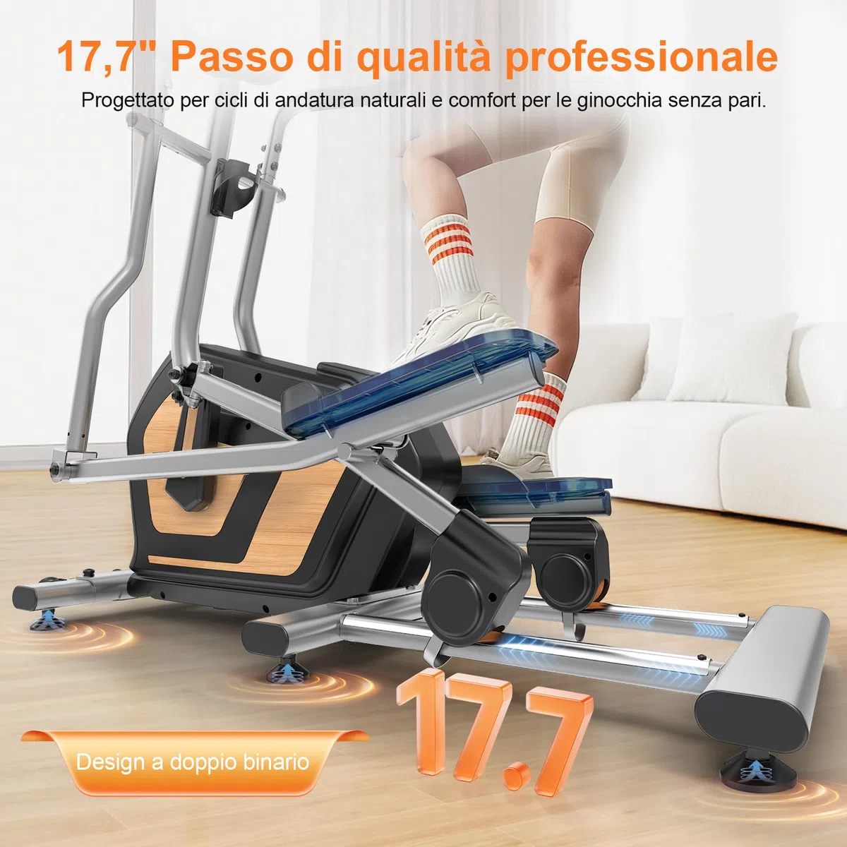 Neezee Ellittica per Casa, Ellittica Professionale con 16 Livelli di Resistenza Silenziosa, Monitor LCD con Bluetooth, Falcata da 17,7 Pollici, Recentemente Aggiornato Ellittiche, Supporta 330LBS