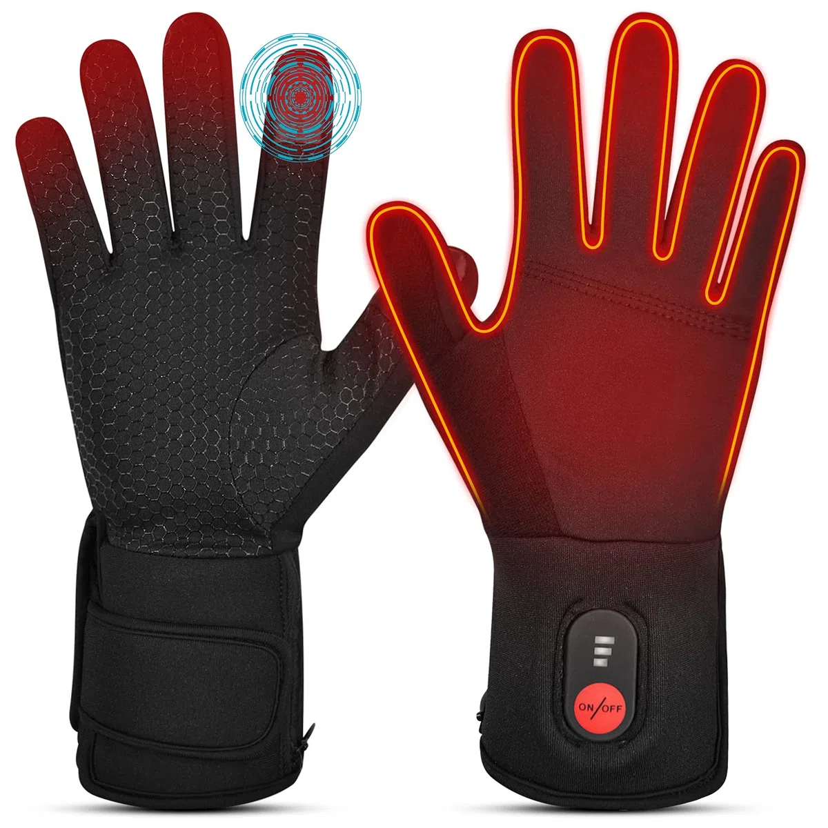 Guanti Elettrici Riscaldati Foderato con Batteria Ricaricabile Touchscreen Uomo e Donna Sottili Guanti Termici Invernali Scaldamani per Ciclismo Sci Caccia Pesca Morbo di Raynaud Artrite