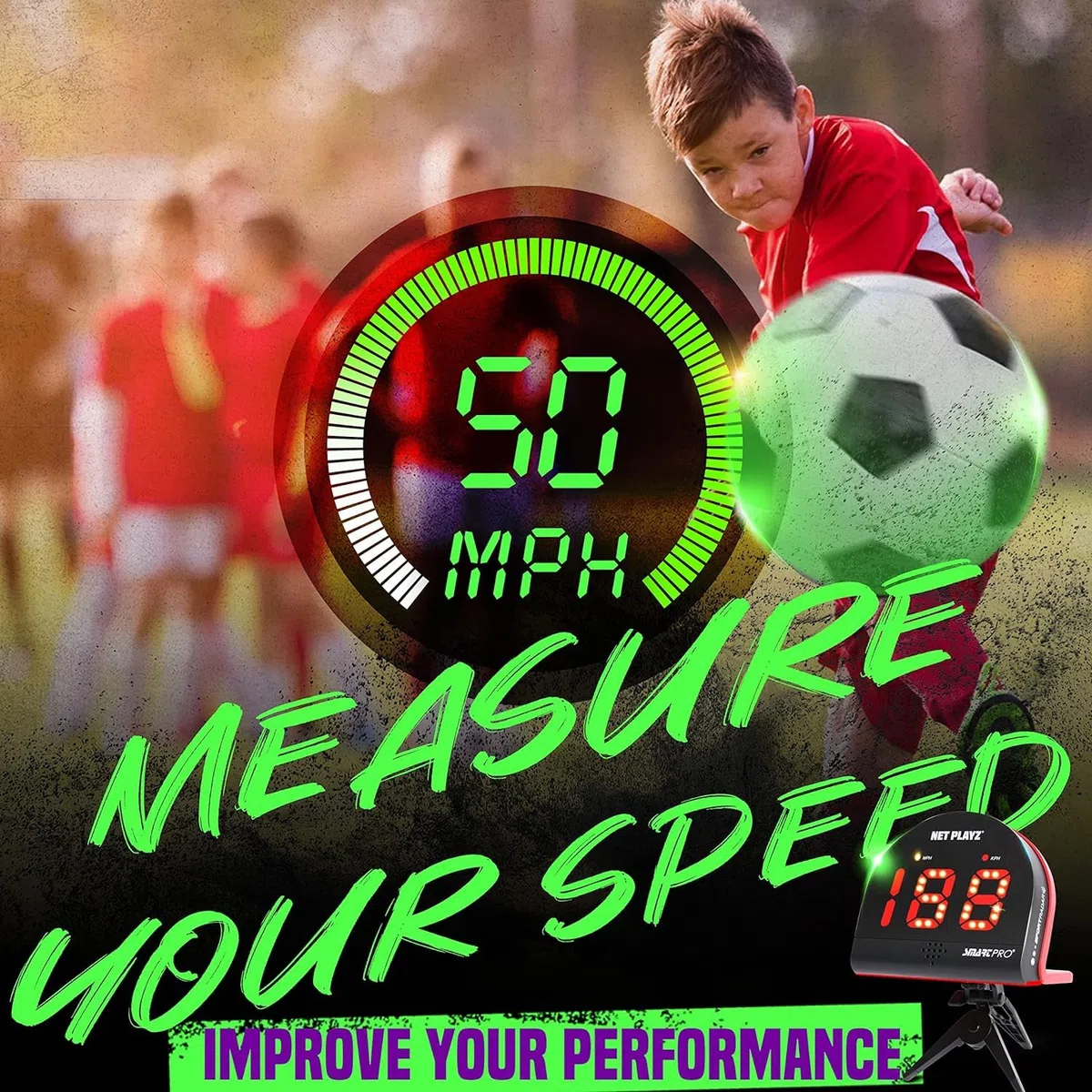 Radar di calcio, Attrezzature per l'allenamento dei sensori di velocità (pistole radar a mani libere, pistole di velocità di tiro | Regali di calcio, gadget e attrezzatura high-tech per giocatori di