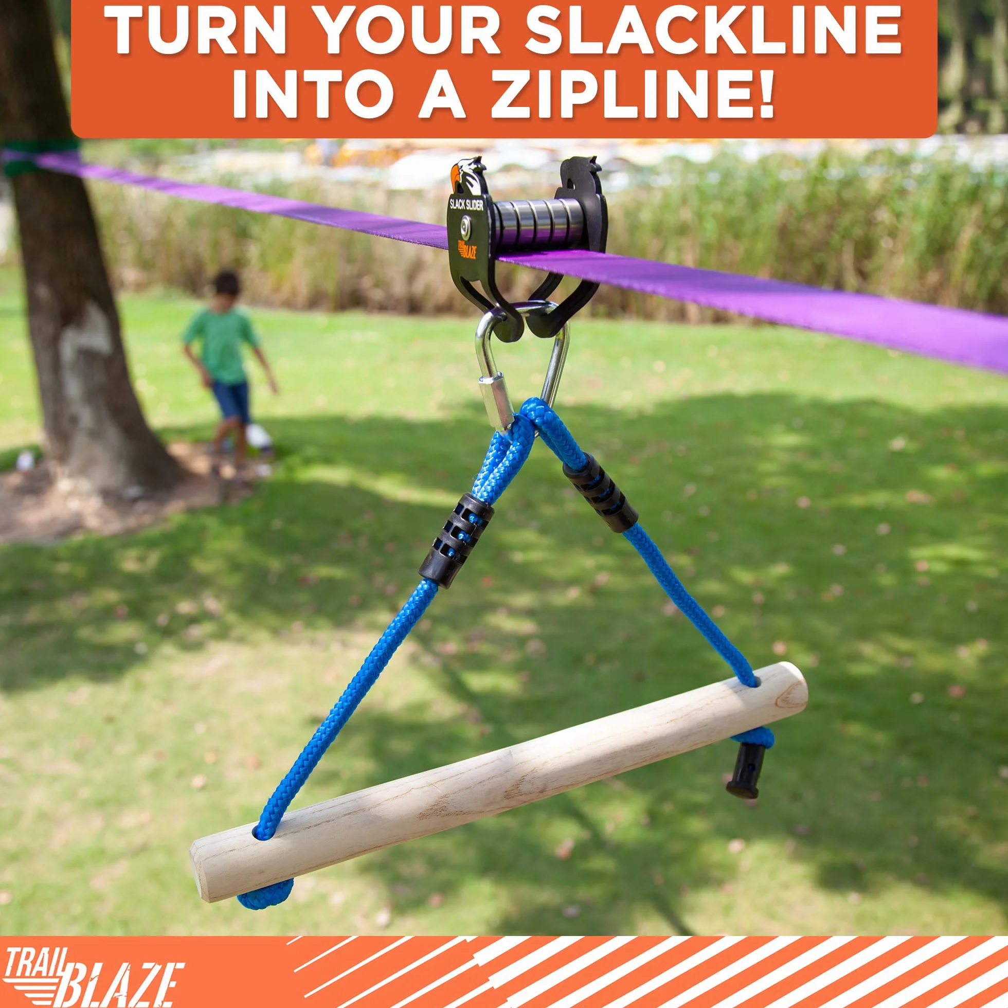 Kit Zipline Slider Pulley per Slacklines - Capacità di Carico 136,1 kg - Ninja Warrior Corsa ad Ostacoli per Bambini Con Monkey Bar - Backyard Fun