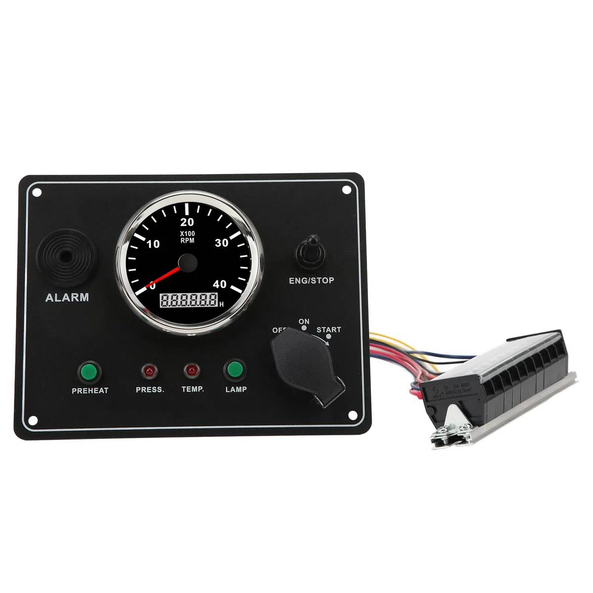 Tbest Dallifunzione del Cruscotto della Barca Multifunzione 4000 Giri/Min Retroilluminata RV con Funzione di Allarme per Yacht Marino Realizzato in Vetro Temperato in Acciaio (12V)