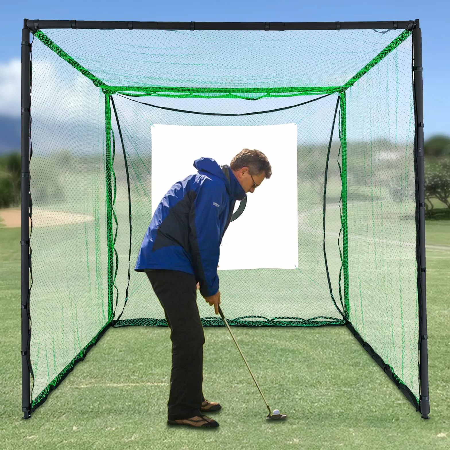 Rete da golf da 2,5 m, per praticare golf, sistema a rete per interni ed esterni, cortile, guida, pratica di colpire