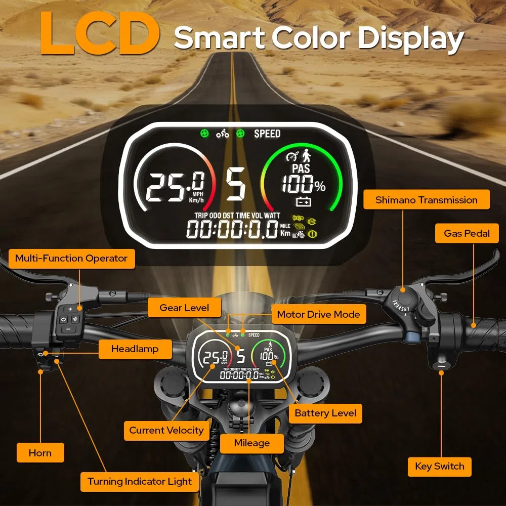 DEEPOWER S8 Bici Elettrica, 20" Bicicletta Elettrica, Doppio Motore, Doppia Batteria 48V 60Ah, Rimovibile, Autonomia di 160-190KM E-bike, Ammortizzatore Idraulico, 7-Speed Bicicletta Elettrica Uomo