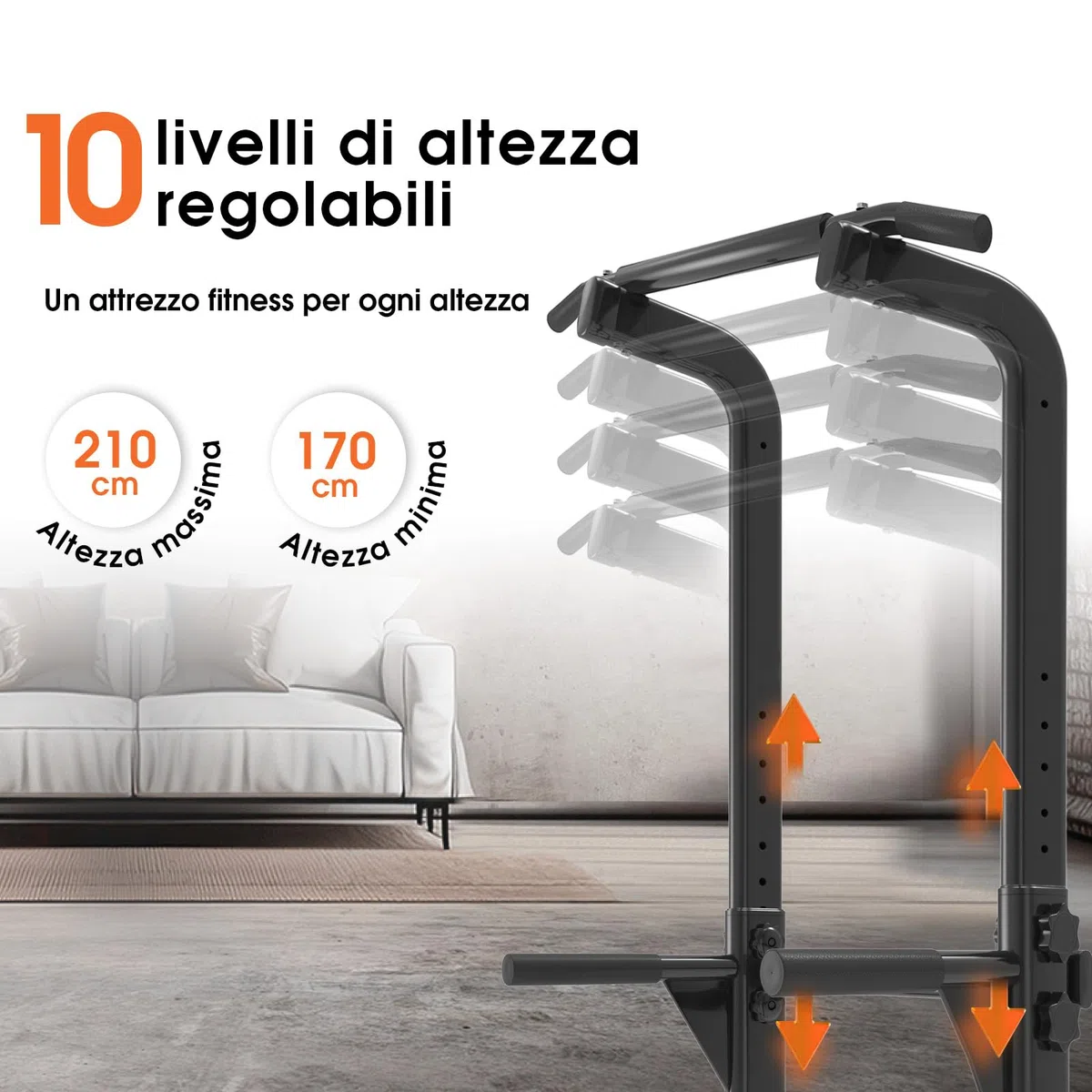 DH FitLife Power Tower Dip Station | Barra per Trazioni Autoportante | Dip Parallele Calisthenics | Stazione Fitness Multifunzionale | Power Rack for Home Gym | Allenamento della Forza a Casa