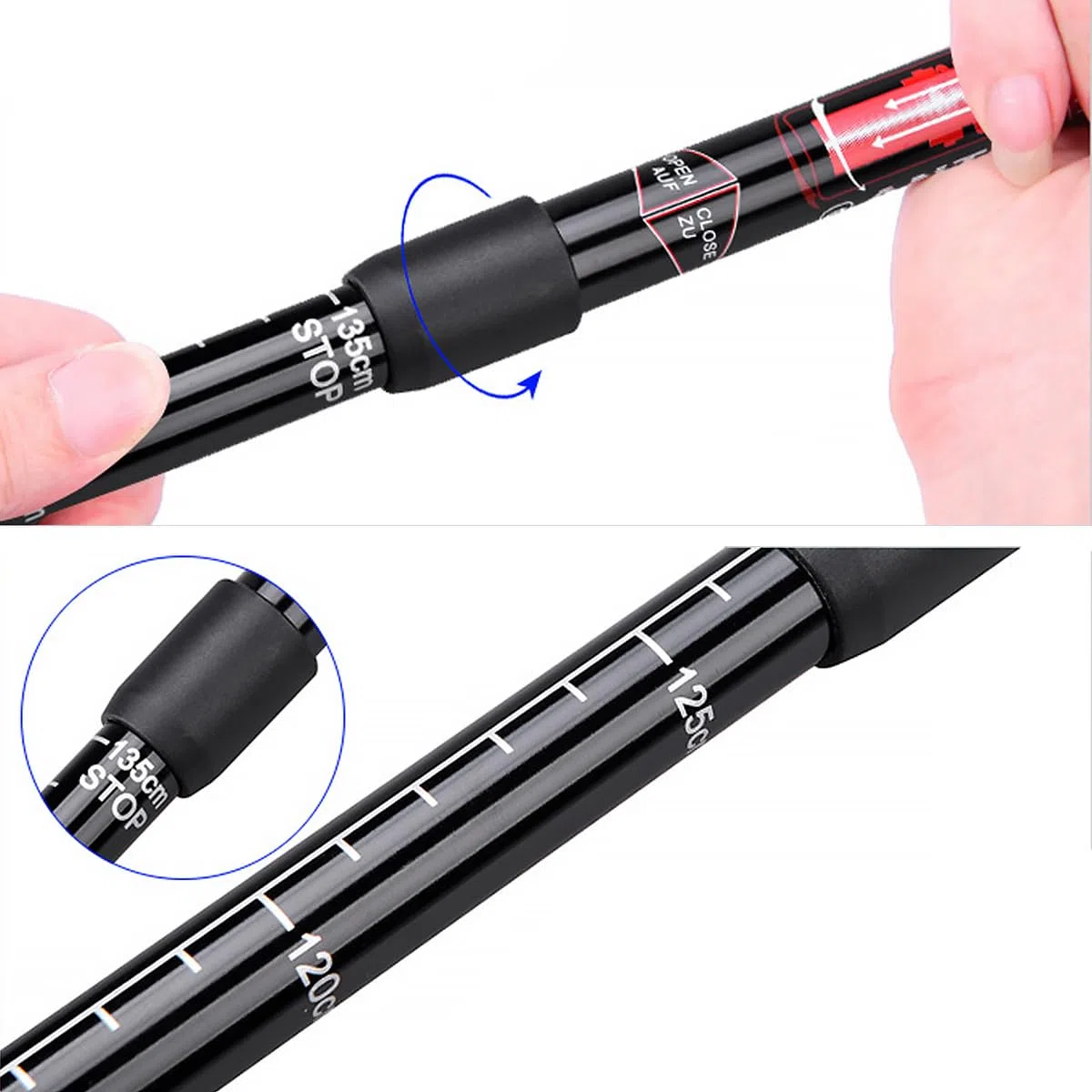 MidGard Bastoncini da trekking telescopici antiurto in lega di alluminio con manico in sughero e smorzamento regolabili in lunghezza 65-135 cm