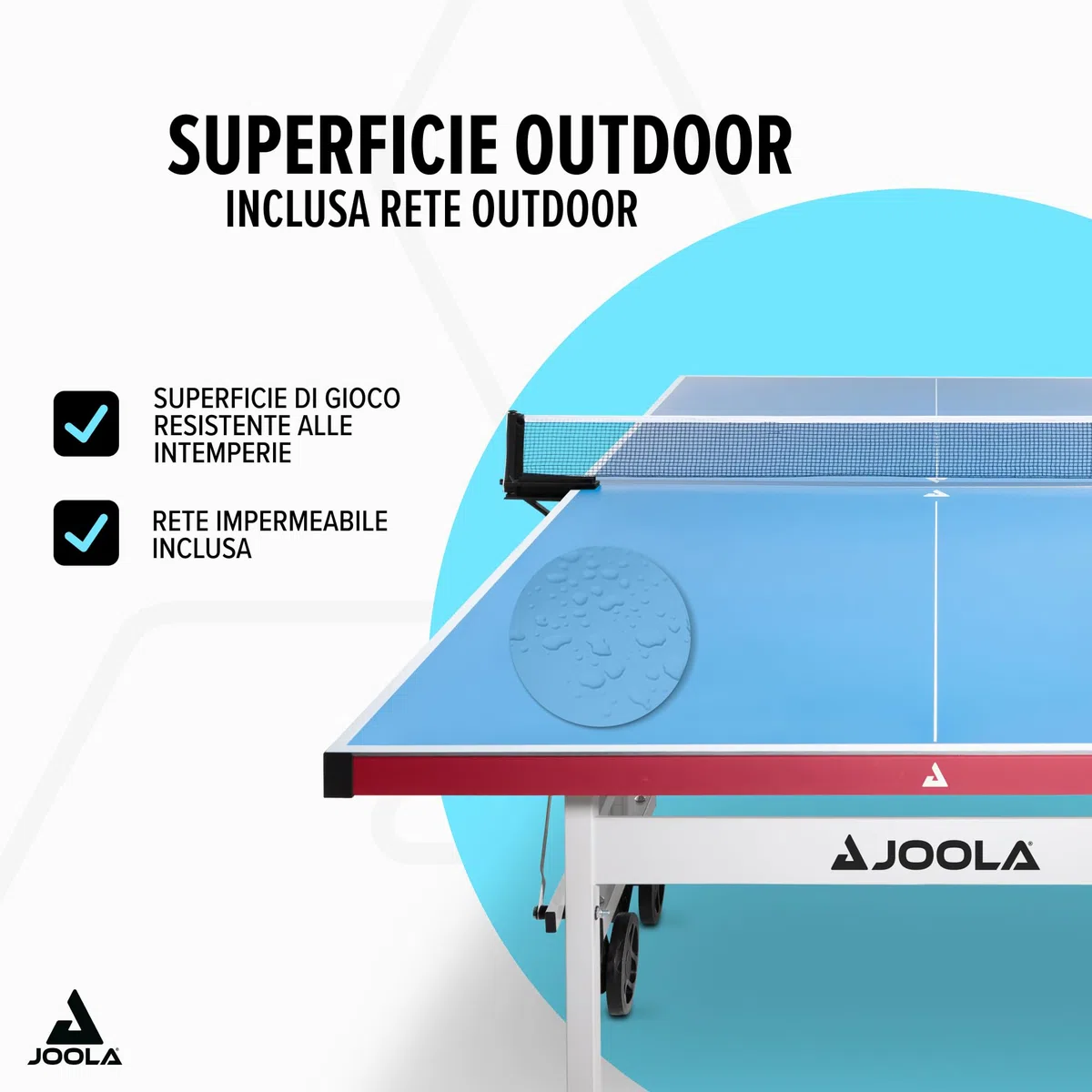 Joola 11650 Aluterna - Tavolo da ping pong professionale per esterni, resistente alle intemperie, 6 mm, superficie composita in alluminio e plastica, base pieghevole