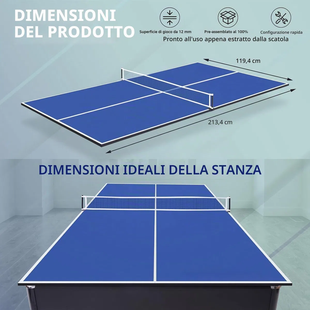 Tavolo da ping pong pieghevole da 7FT Piano da ping pong per tavolo da biliardo interno 210 x 120 cm