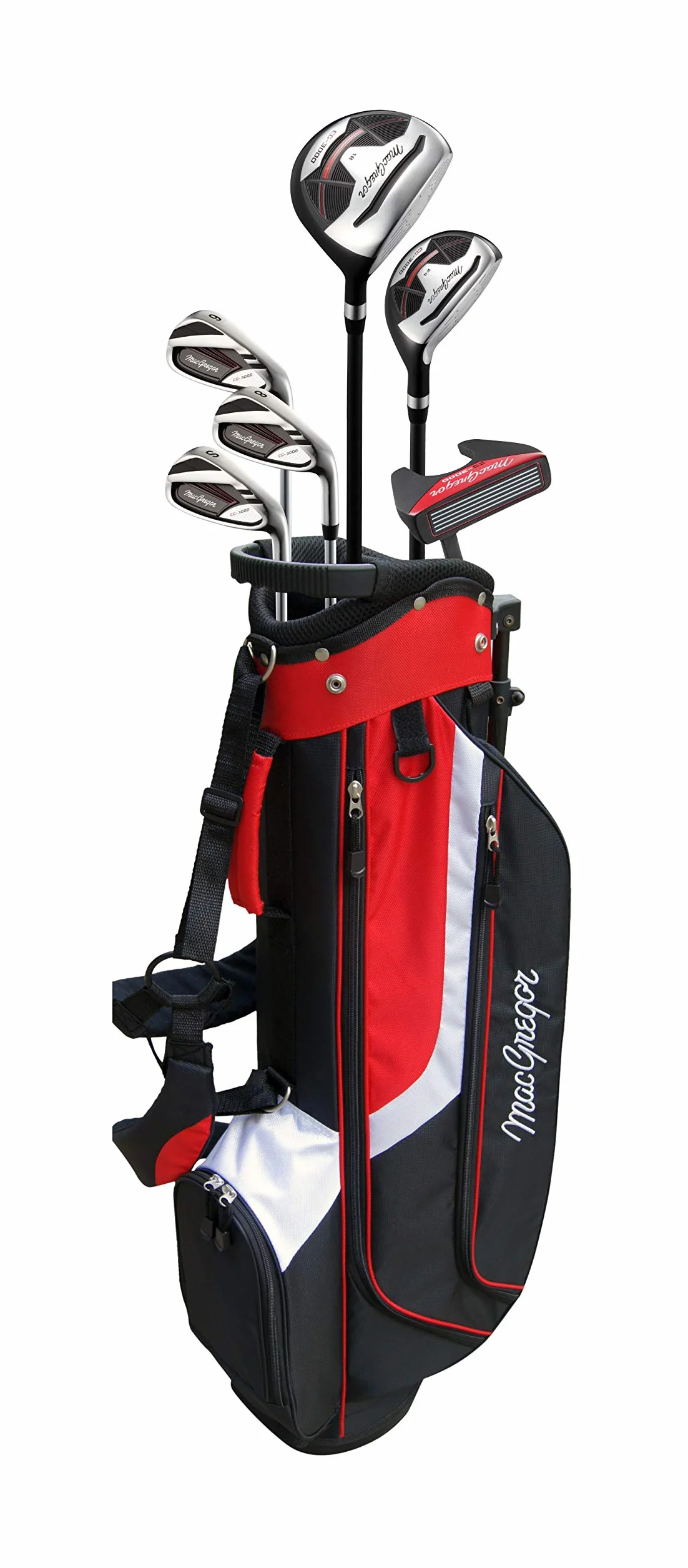 MACGREGOR Cg3000 Mens Half Package Set & Golf Club Bag, Pacchetto Uomo, Nero/Rosso, Mano Destra