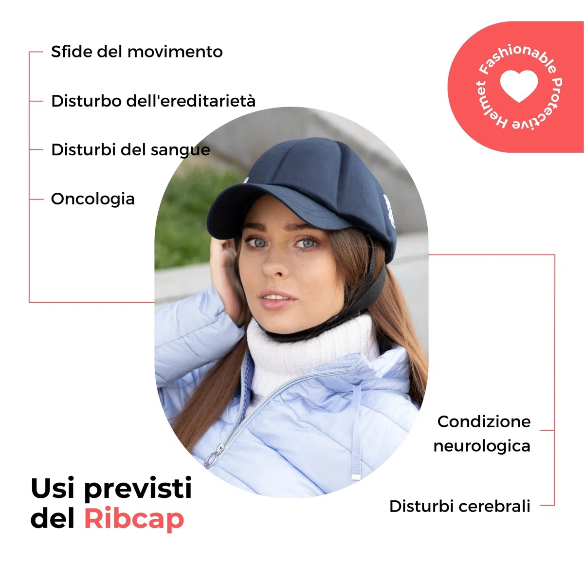 Ribcap Baseball cap Casco Protettivo di Grado Medico | Blu Navy | Casco Morbido per Epilessia | Casco Protettivo per Convulsioni