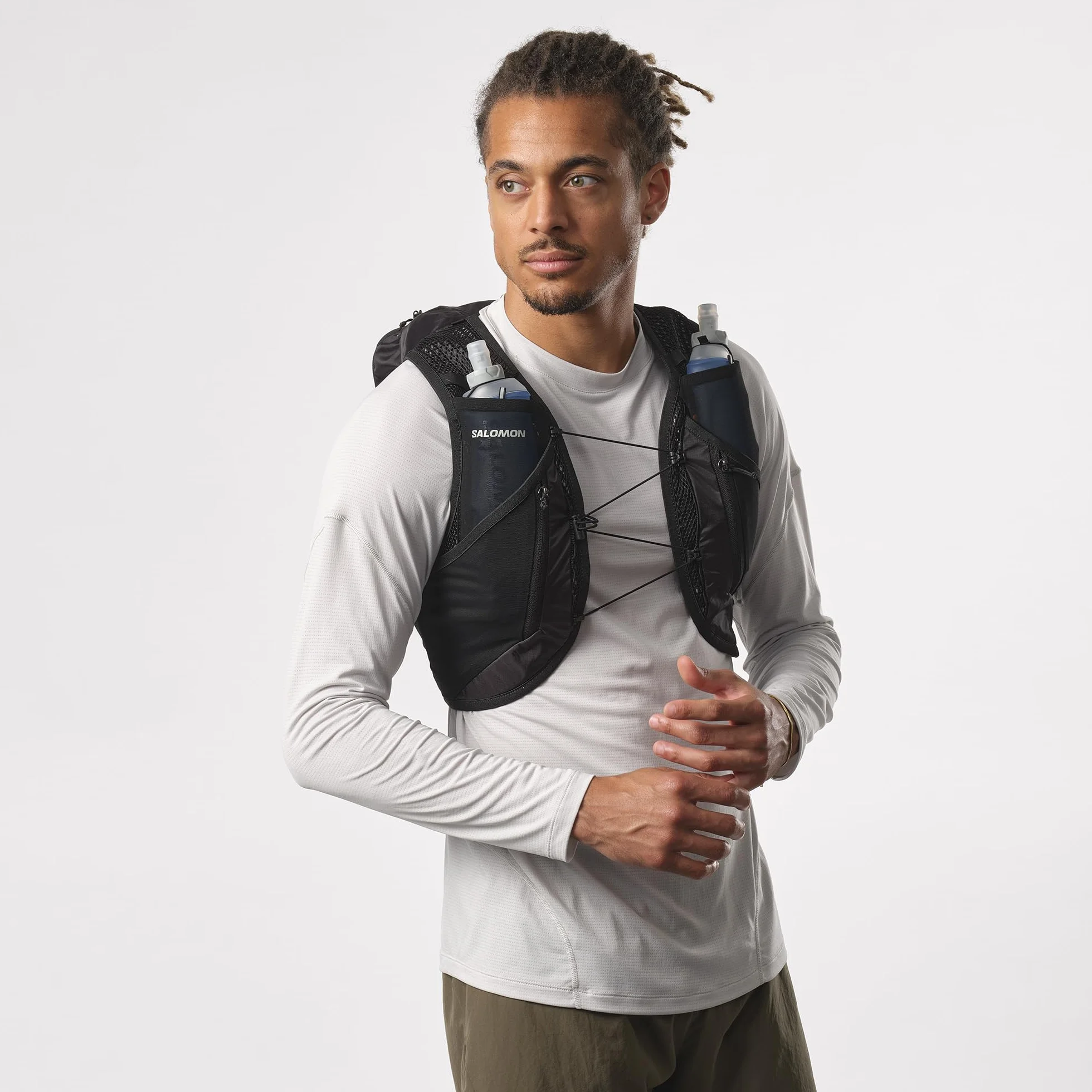 Salomon Active Skin 12 Set, Tasche sul Petto per l'idratazione Facile, Comfort Precision SensiFit, Spazio ottimizzato per l'ultra Trail con Tasche di Sicurezza