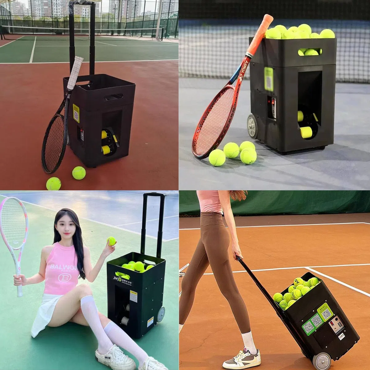 Macchina Lanciapalle Tennis Portatile, Lanciapalle Tennis Automatico, Tirante Regolabile A Tre Posizioni, Controllo A Doppia Modalità, Esercizi Pre-Programmati E Personalizzati