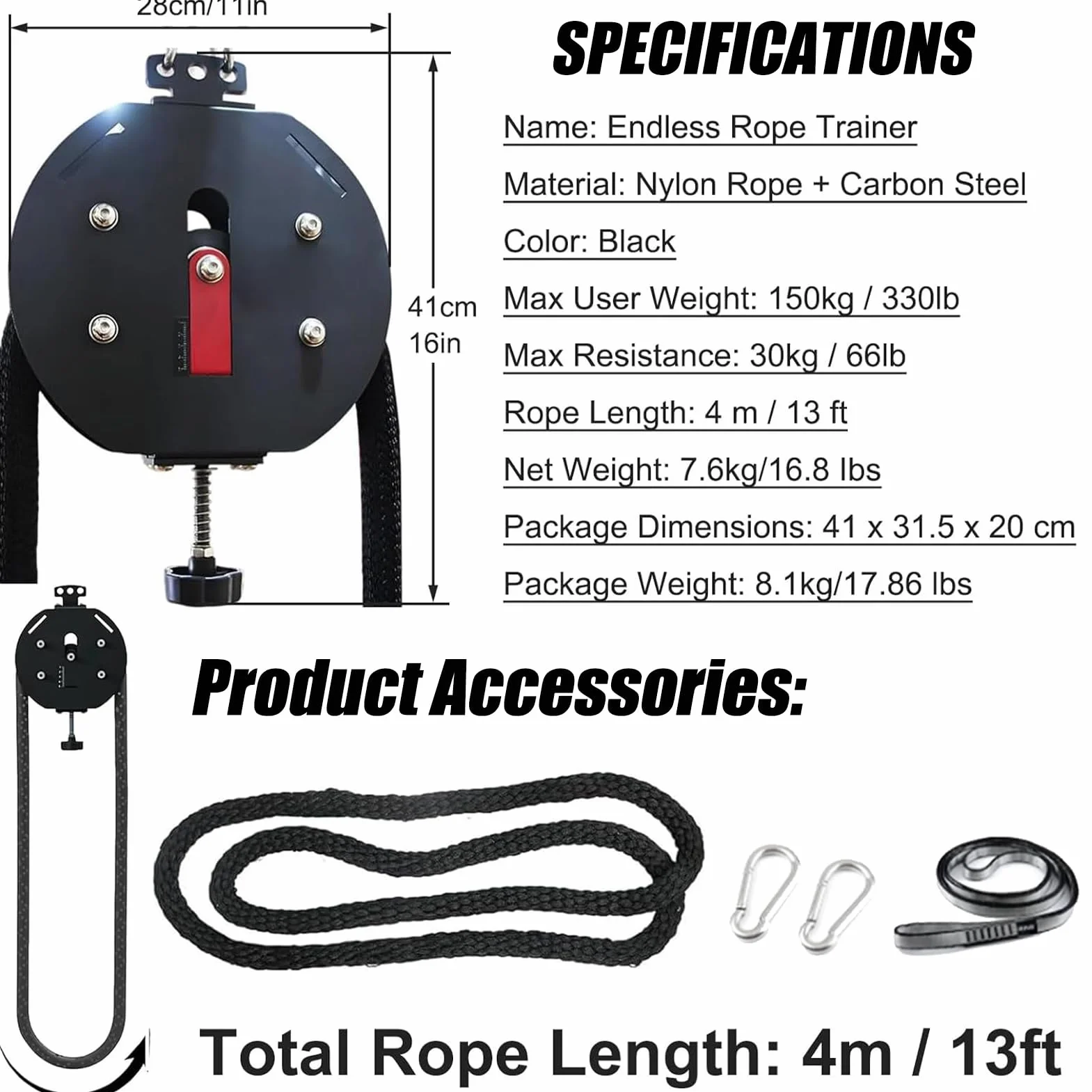 Endless Rope, Allenatore con Corda Infinita, Portable Cable Pulley System, Attrezzo per L'Allenamento di Tutto Il Corpo, Corda in Nylon Premium A Circuito Chiuso Corda, per Uso Domestico